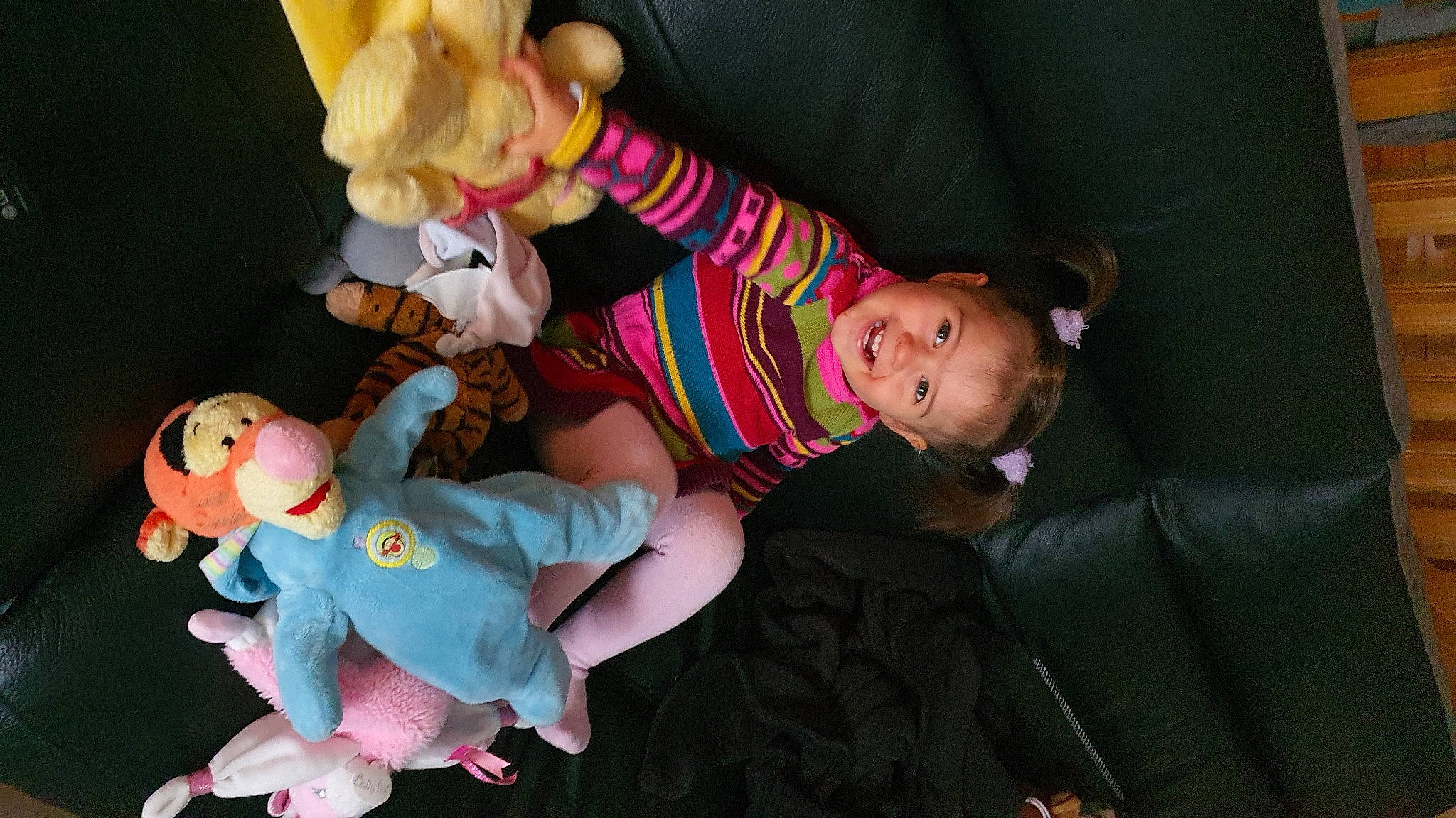 Lily-rose participe au concours pour gagner de l'argent avec cette photo : baby, baby_products, baby_toddler_clothing, cheek, child, comfort, couch, finger, fun, happy, head, human_body, joy, lap, person, pink, sitting, skin, sock, stuffed_toy