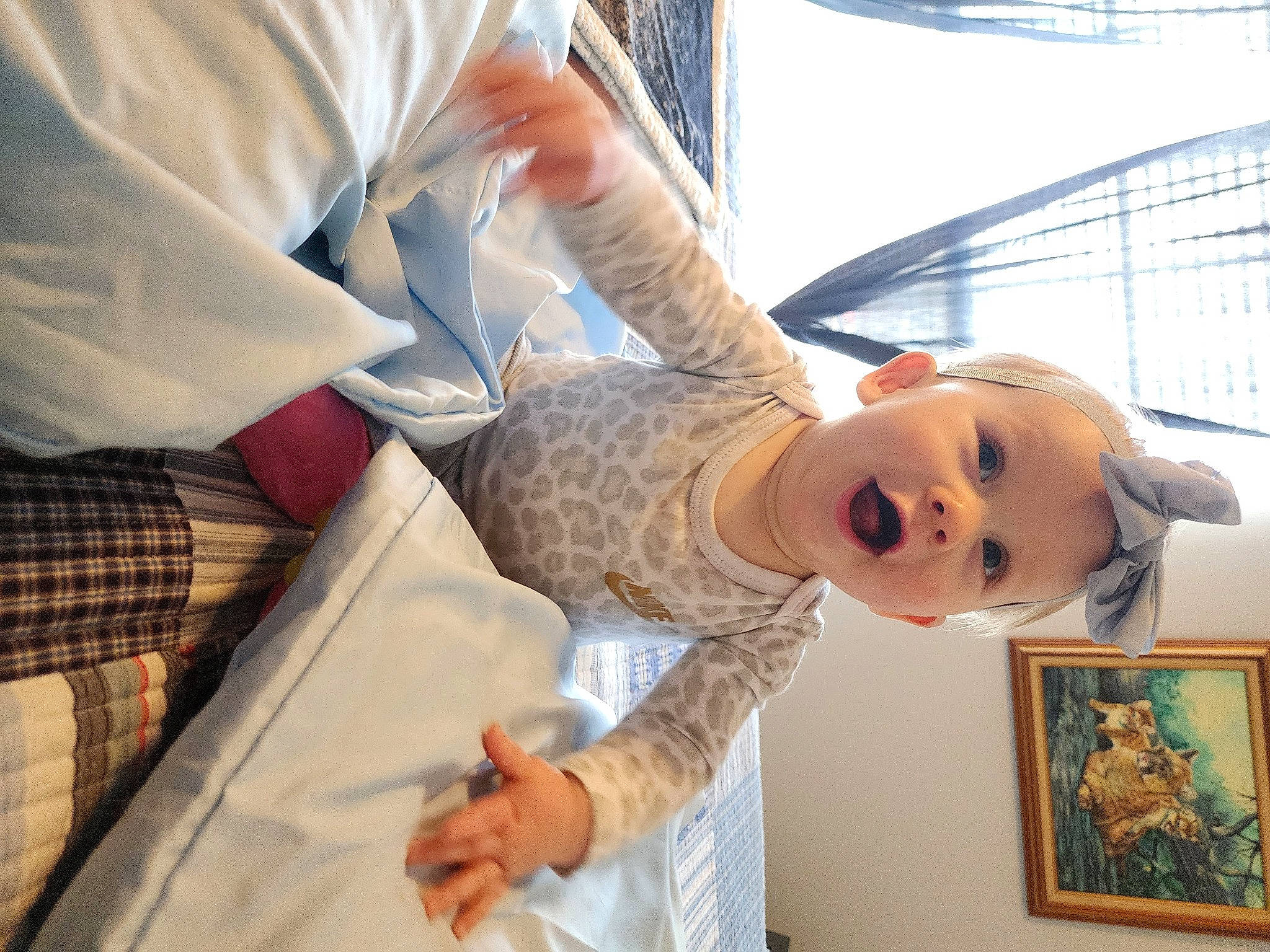 Iris joined the competition — help win amazing prizes! art, child, comfort, dress_shirt, elbow, fun, fur, gesture, happy, pattern, person, picture_frame, plaid, room, sleeve, smile, tartan, tree