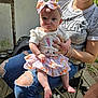 November Rain joined the competition — help win amazing prizes! baby, child, woman, person, outdoor, jeans, ripped_jeans, bow, headband, dress, bunny, dog, pet, wooden_deck, chair, sitting, casual_clothing, tattoo, sunlight, face