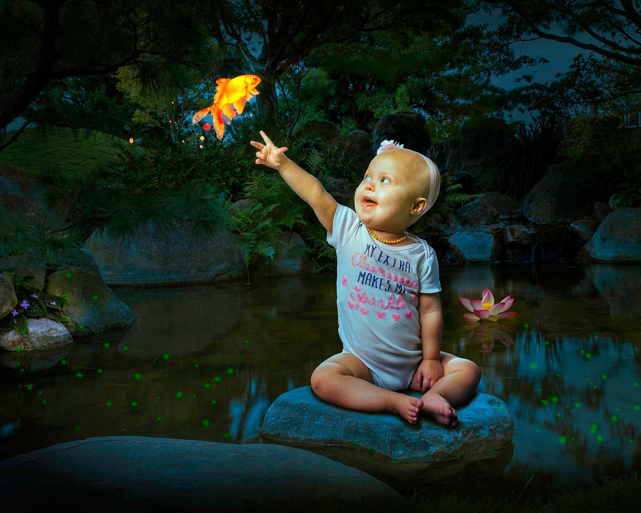 Maisie joined the competition — help win amazing prizes! baby, child, darkness, electric_blue, flash_photography, fun, garden, grass, happy, hat, leisure, night, people_in_nature, person, shorts, sitting, space, t_shirt, toddler, tree