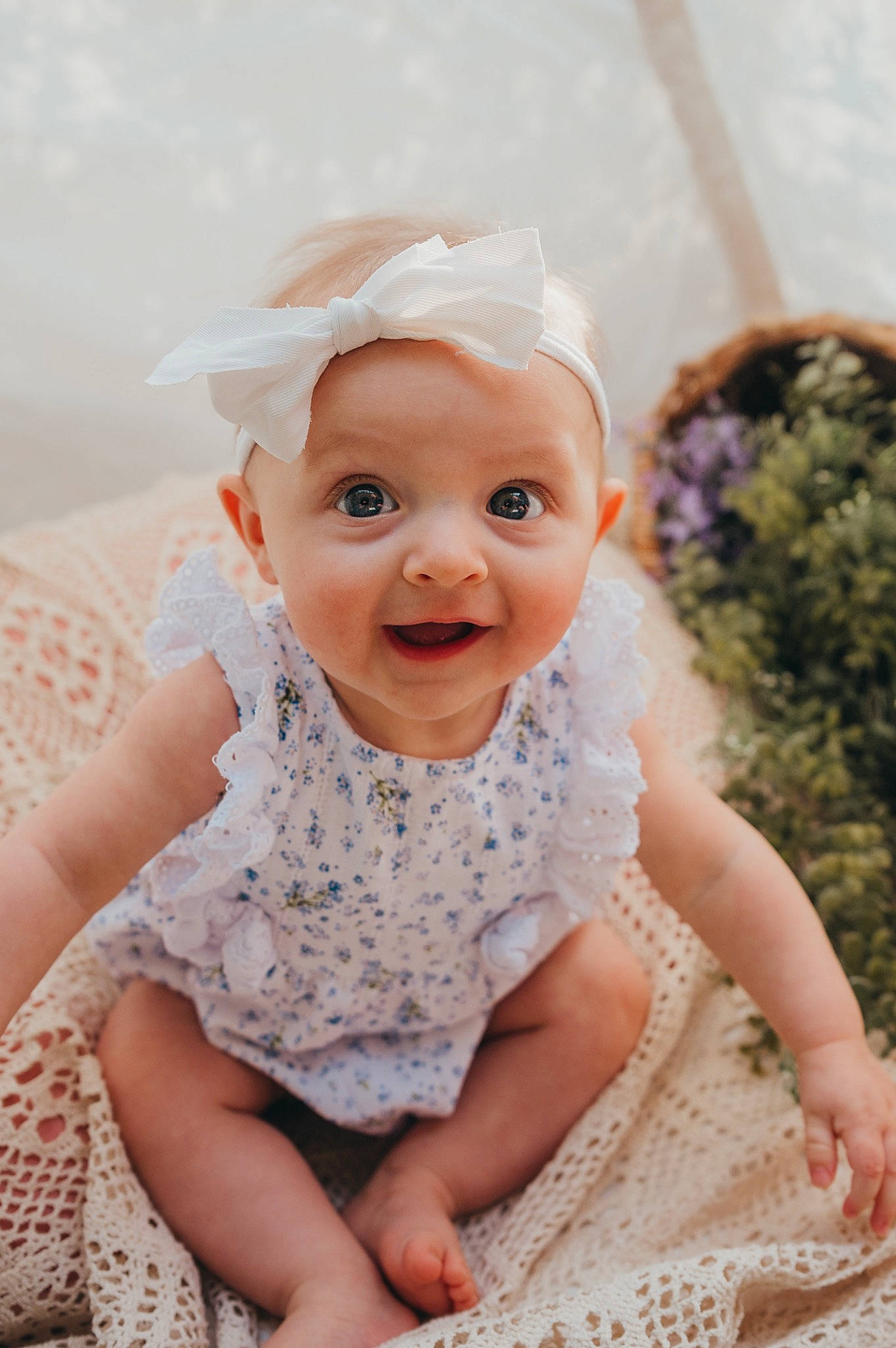 Molly is registered to the contest to win money with this photo: baby, baby_toddler_clothing, blond, child, dress, embellishment, face, flash_photography, fun, hairstyle, happy, head, headgear, headpiece, iris, joy, person, pink, skin, sleeve