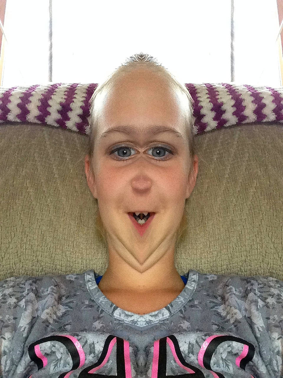 Karmen is registered to the contest to win money with this photo: cheek, eyebrow, face, facial_expression, forehead, fun, glasses, hair, head, mouth, neck, nose, person, photography, pink, selfie, skin, smile