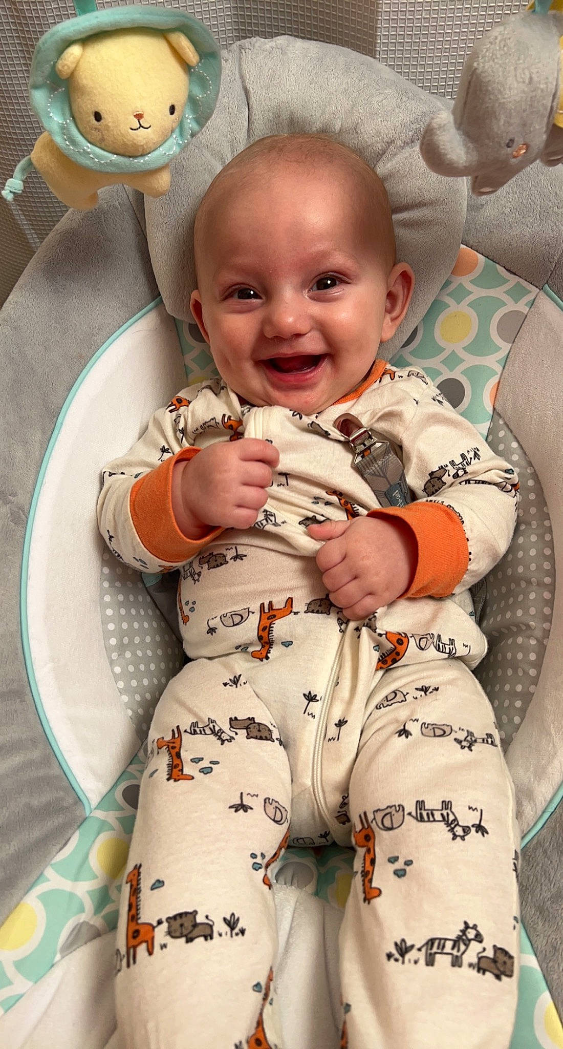 Cameron joined the competition — help win amazing prizes! baby, baby_toddler_clothing, cheek, child, comfort, eye, face, gesture, happy, head, joy, linens, pattern, person, product, skin, sleeve, smile, t_shirt, thumb