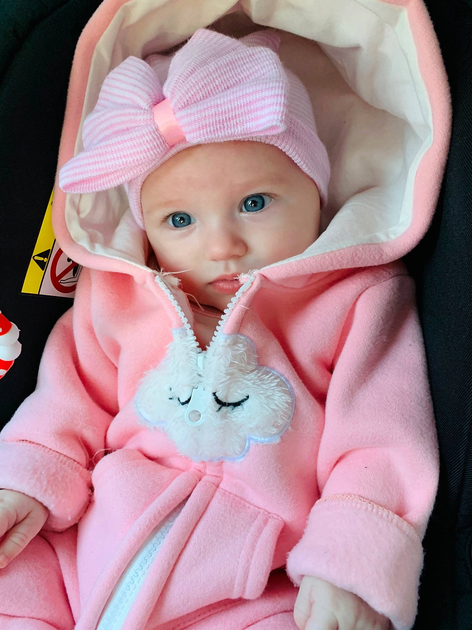 Elisa is registered to the contest to win money with this photo: baby, bonnet, cheek, child, doll, eye, face, head, headgear, linens, outerwear, peach, person, pink, skin, textile, toddler, toy