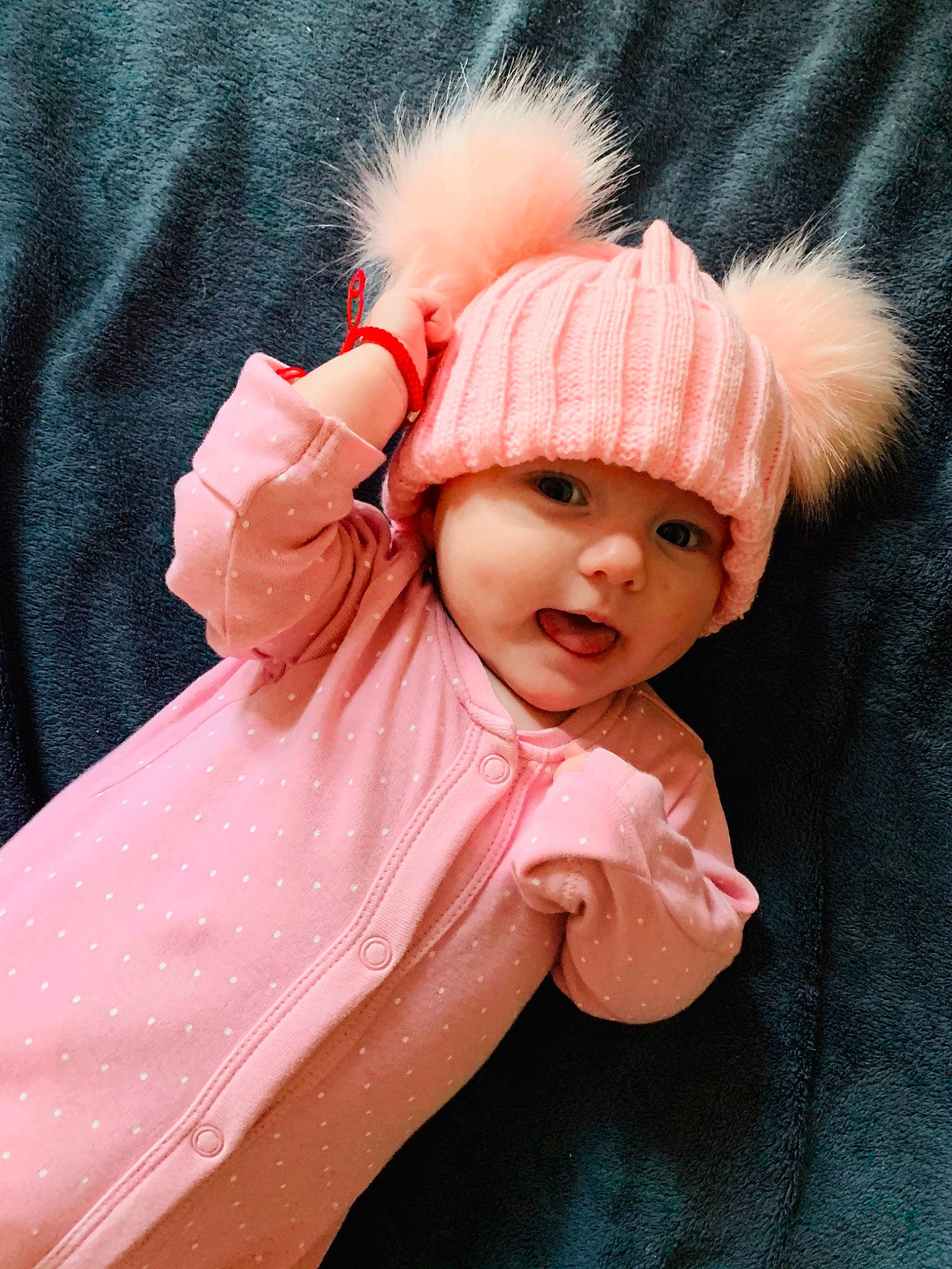 Elisa is registered to the contest to win money with this photo: baby, cheek, child, child_model, costume, costume_accessory, costume_hat, ear, fashion_accessory, fur, hair_accessory, hat, head, headgear, peach, person, photography, pink, skin, toddler