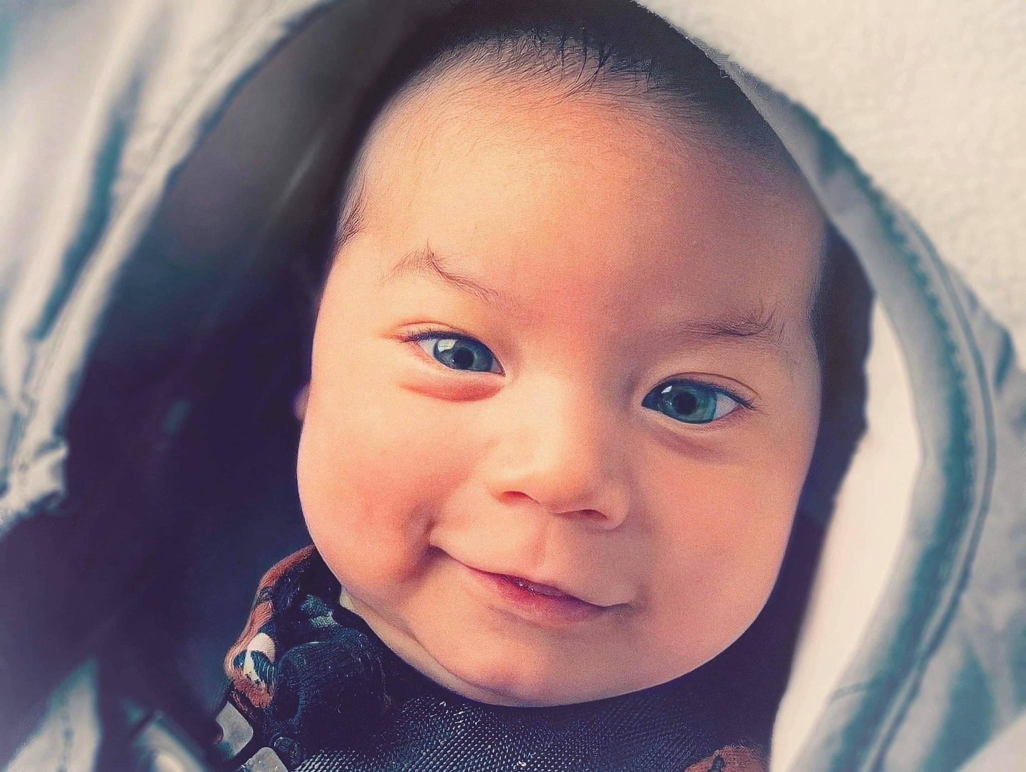 David is registered to the contest to win money with this photo: baby, baby_toddler_clothing, cheek, cool, ear, eye, eyebrow, eyelash, face, flash_photography, fun, happy, iris, lip, mouth, nose, outerwear, person, skin, smile