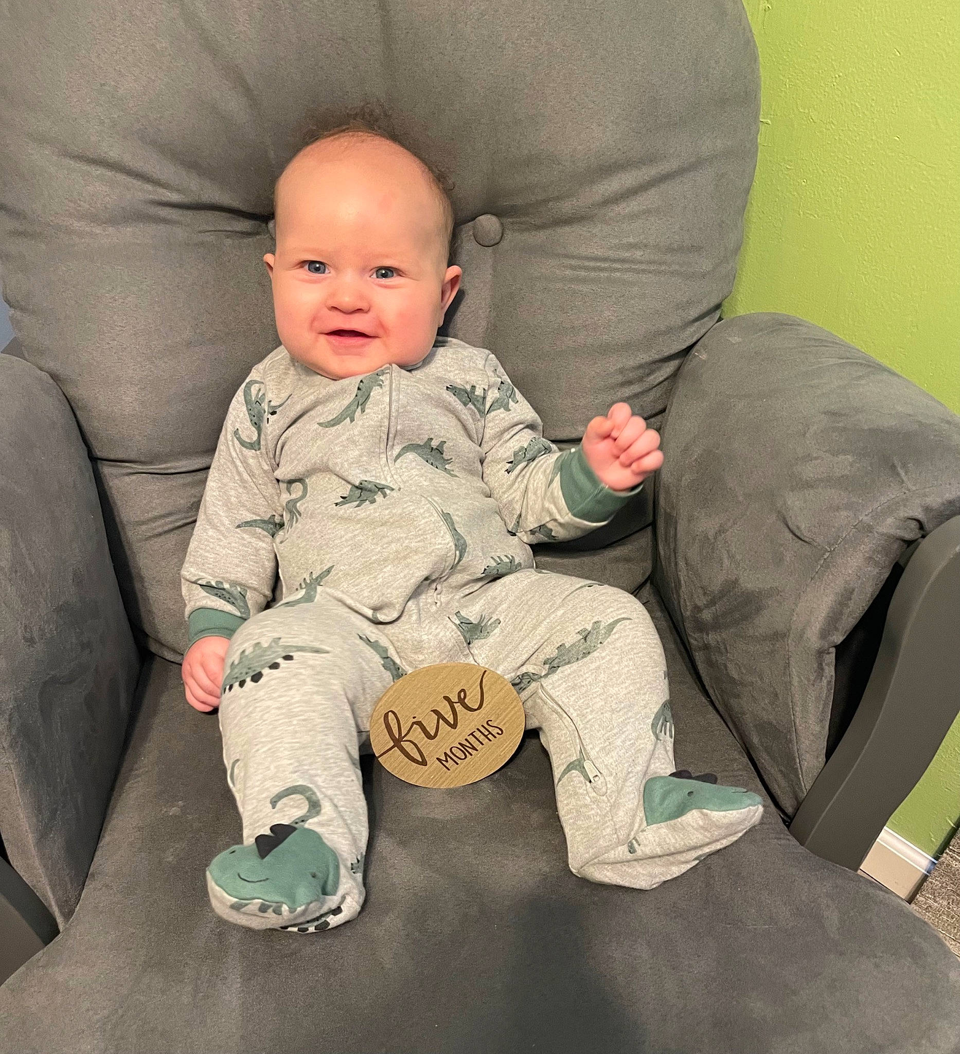 Hendryx joined the competition — help win amazing prizes! baby, baby_toddler_clothing, child, comfort, couch, foot, hairstyle, happy, knee, lap, leg, mammal, person, product, sitting, sleeve, smile, sneakers, sock, thigh