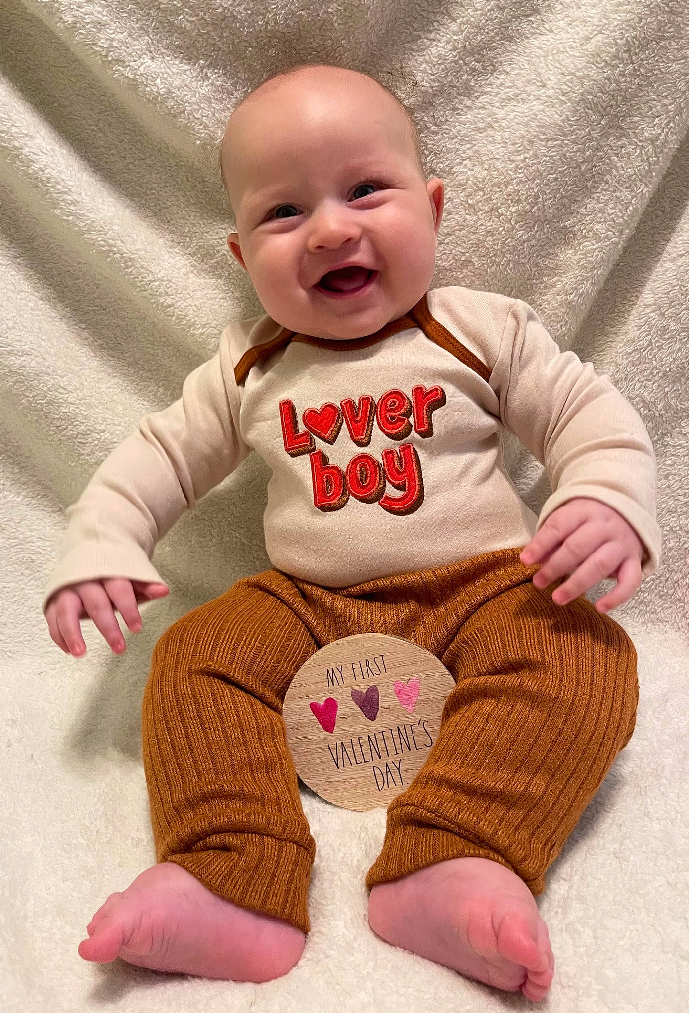 Hendryx joined the competition — help win amazing prizes! baby, baby_toddler_clothing, cheek, eye, face, finger, hand, happy, head, human_body, nose, orange, person, pink, product, skin, sleeve, smile, stomach, t_shirt