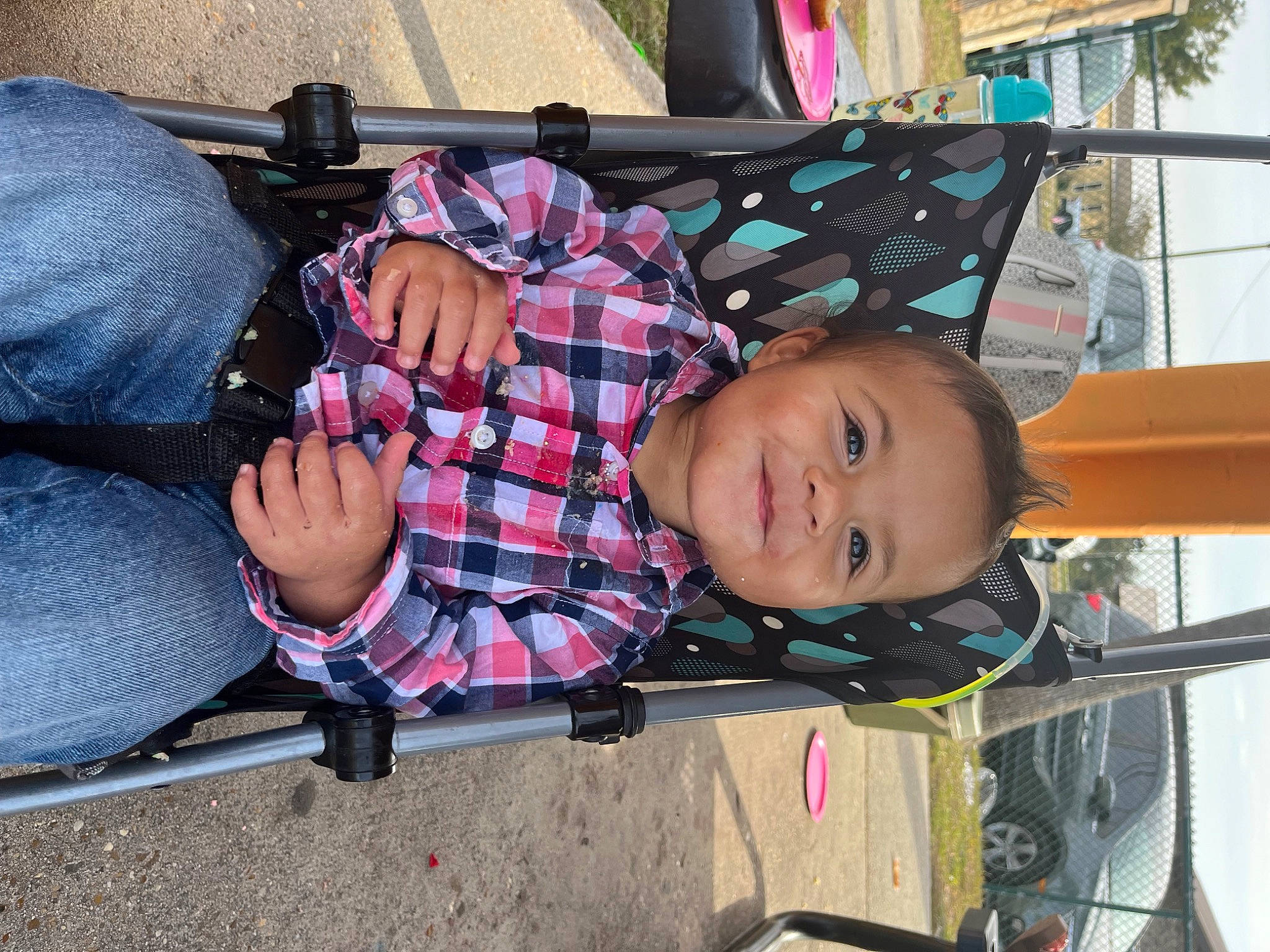 Kingston Michael joined the competition — help win amazing prizes! baby, baby_products, baby_toddler_clothing, child, comfort, fun, joy, leisure, pattern, person, plaid, plant, recreation, smile, tartan, tire, toddler, tree, vacation