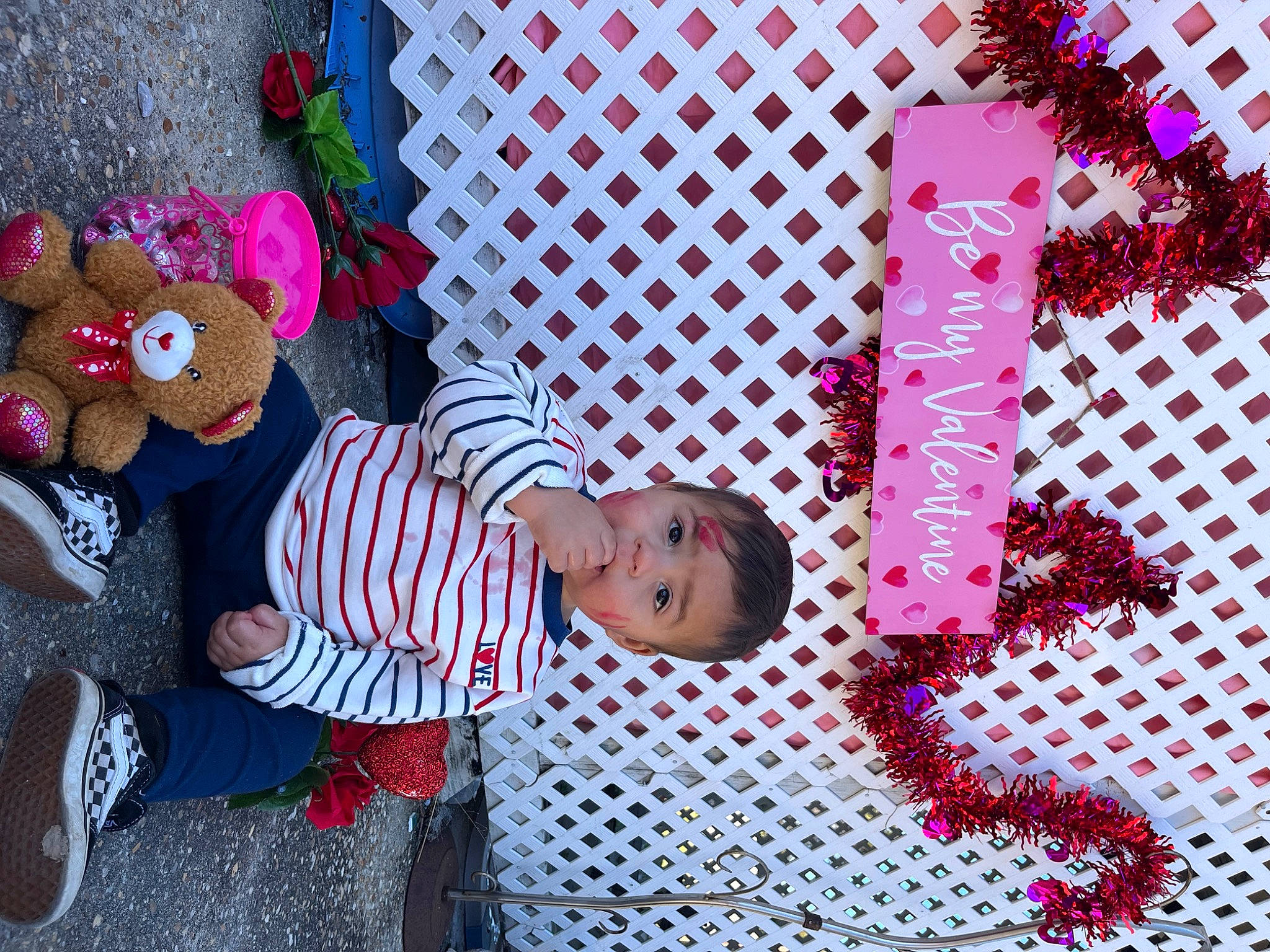 Kingston Michael is registered to the contest to win money with this photo: art, baby_products, baby_toddler_clothing, child, craft, fun, happy, hat, linens, magenta, party_supply, pattern, person, pink, product, stuffed_toy, textile, toddler, toy, visual_arts