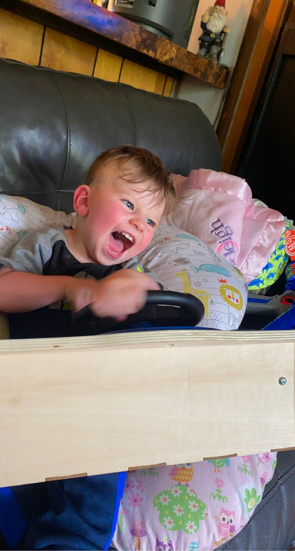 Bennington joined the competition — help win amazing prizes! baby, baby_toddler_clothing, child, comfort, curtain, eye, flooring, fun, happy, hardwood, person, room, sitting, smile, t_shirt, toddler, wood