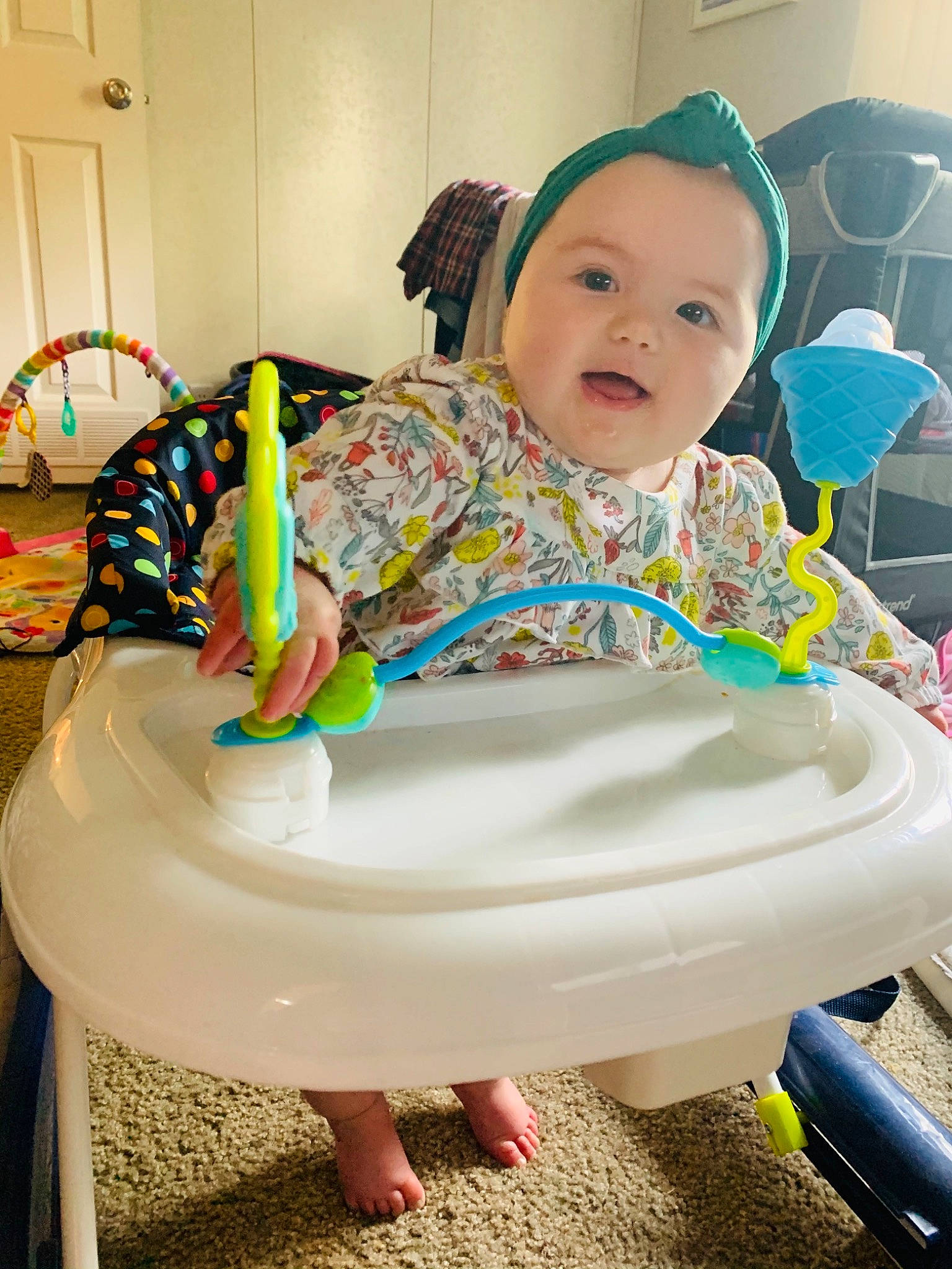 Olive joined the competition — help win amazing prizes! baby, chair, cheek, child, dress, ear, furniture, party, person, play, room, sitting, skin, toddler