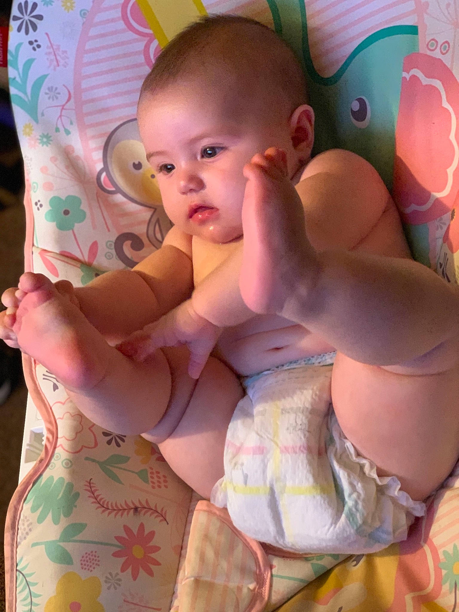 Olive is registered to the contest to win money with this photo: baby, child, diaper, person, pink, textile, toddler