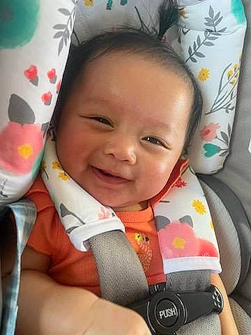 Mirra joined the competition — help win amazing prizes! baby, baby_toddler_clothing, cheek, comfort, eye, face, facial_expression, finger, gesture, happy, head, iris, joy, lip, nose, person, pink, skin, smile, textile