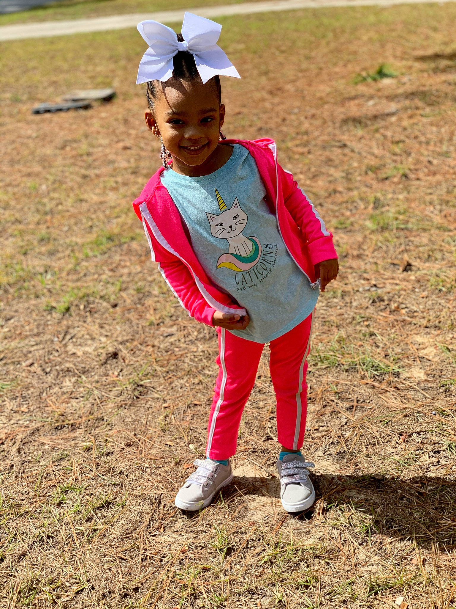 Kylah joined the competition — help win amazing prizes! adaptation, child, competition_event, games, grass, happy, joy, person, pink, plant, play, recreation, smile, soil, style