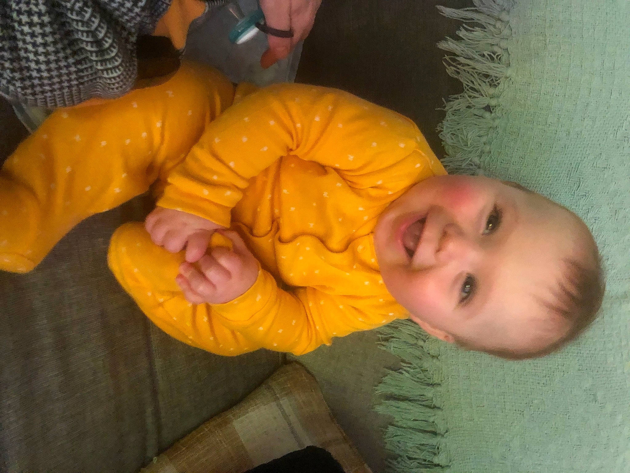Jayj joined the competition — help win amazing prizes! baby, baby_toddler_clothing, cheek, child, comfort, finger, fun, gesture, hand, human_body, human_leg, joy, mouth, nose, person, personal_protective_equipment, sitting, skin, smile, thumb