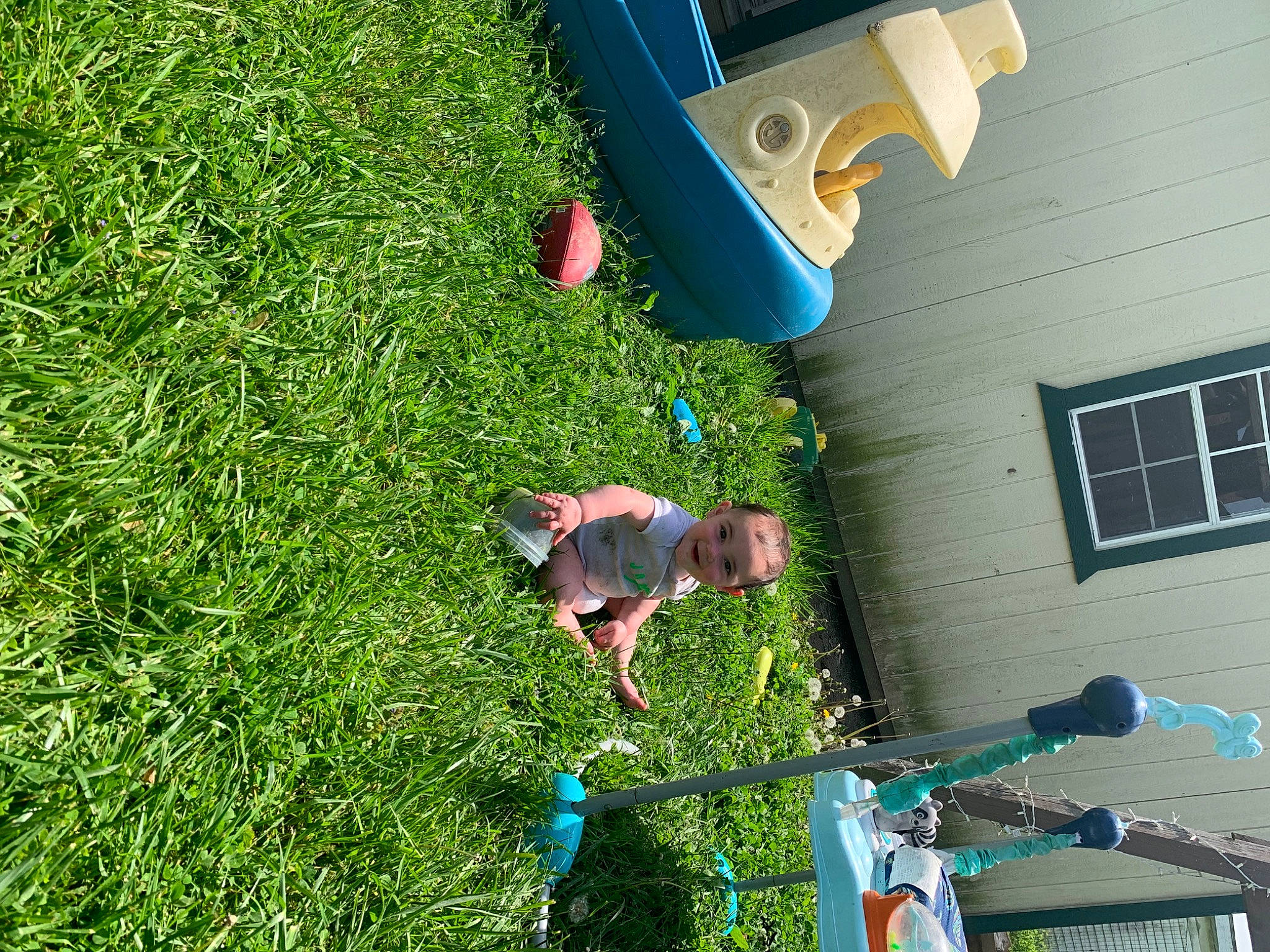 Grayson joined the competition — help win amazing prizes! building, electric_blue, facade, fun, garden, grass, grassland, green, groundcover, house, joy, lawn, leisure, people_in_nature, person, plant, recreation, shrub, siding, tree