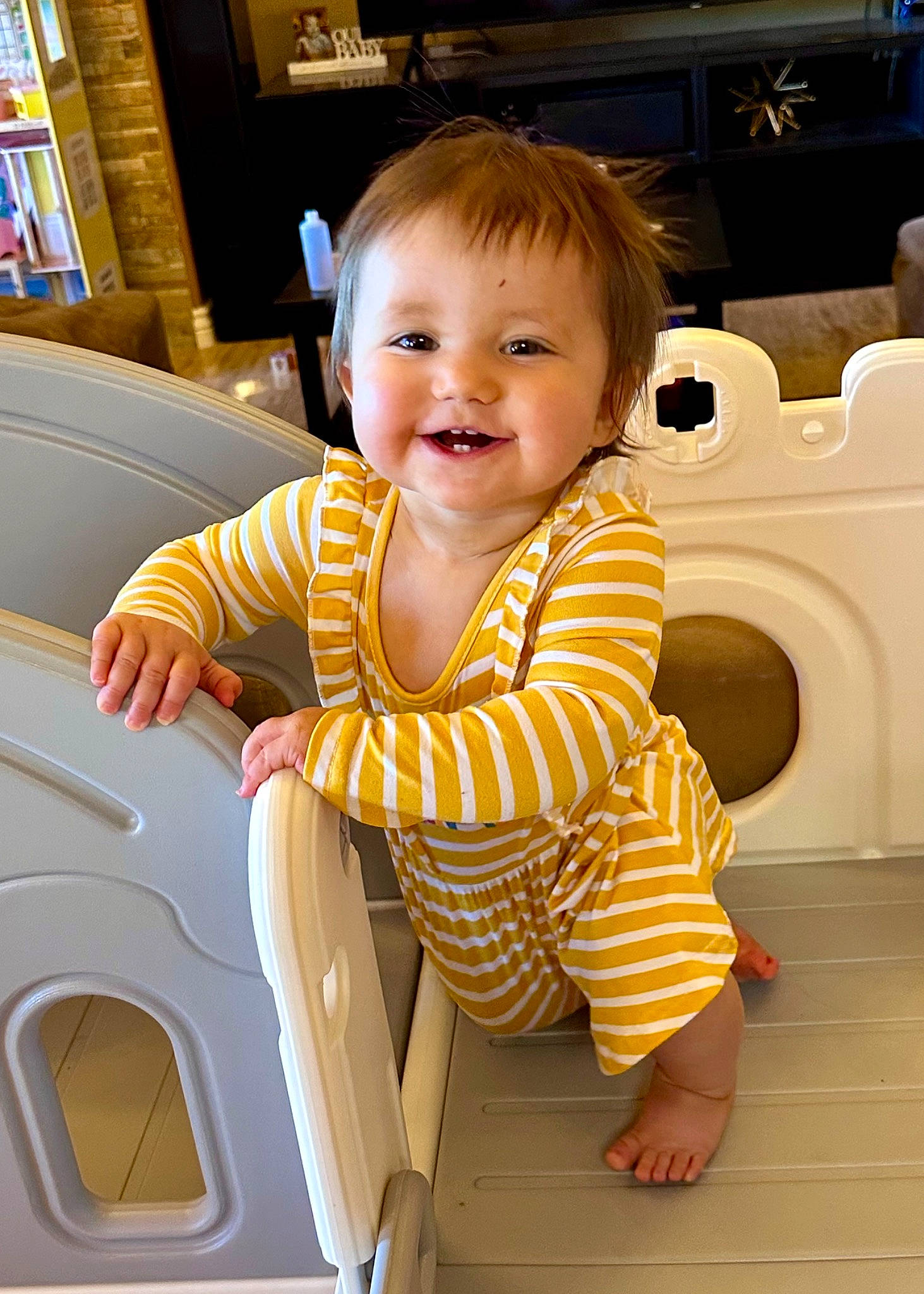 Estrella joined the competition — help win amazing prizes! baby, baby_toddler_clothing, beauty, child, comfort, fun, happy, home_appliance, joy, laundry_room, person, picture_frame, product, skin, sleeve, smile, snapshot, standing, t_shirt, thumb