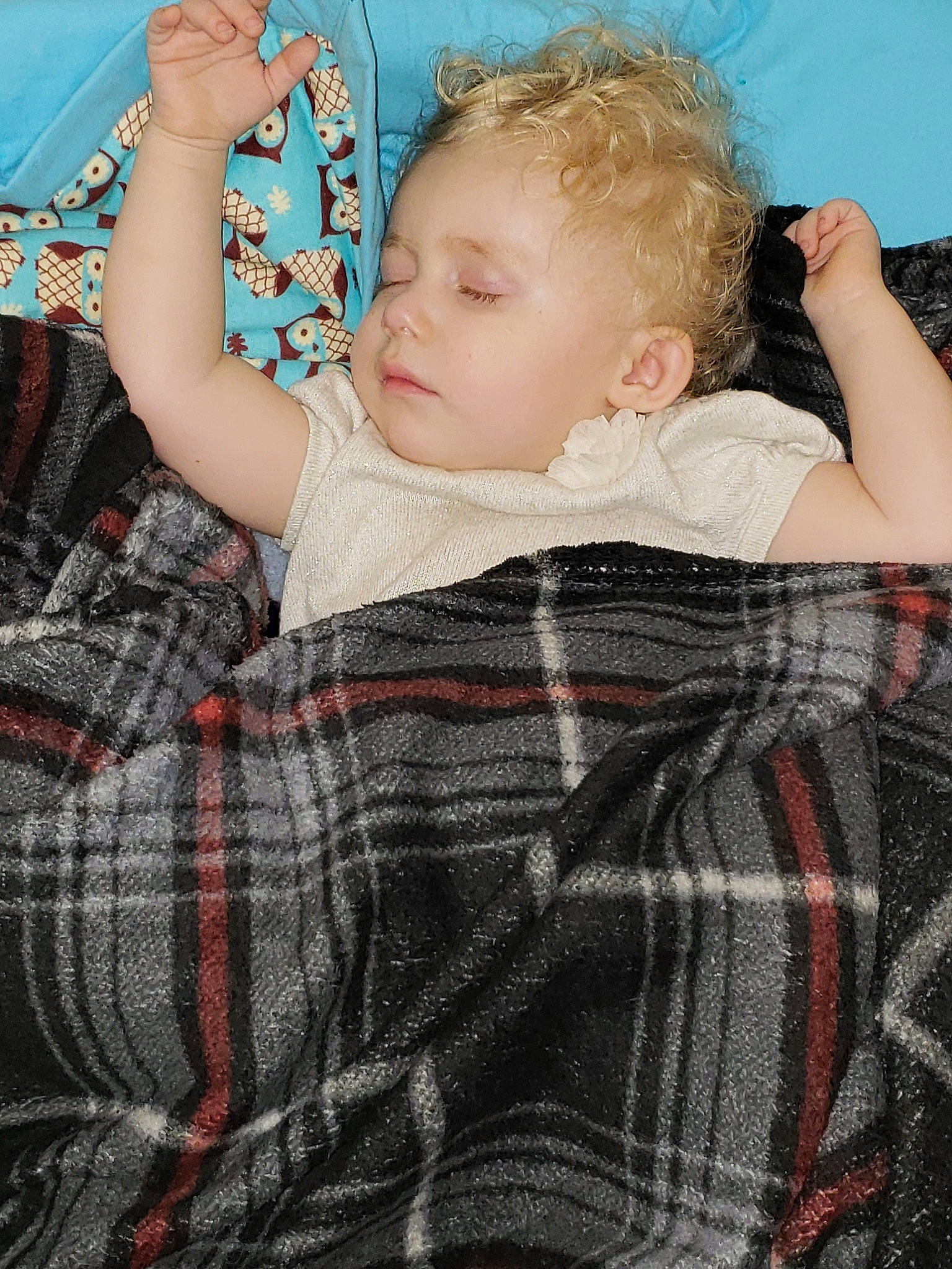 Calliope joined the competition — help win amazing prizes! arm, baby, child, design, pattern, person, plaid, skin, textile, toddler