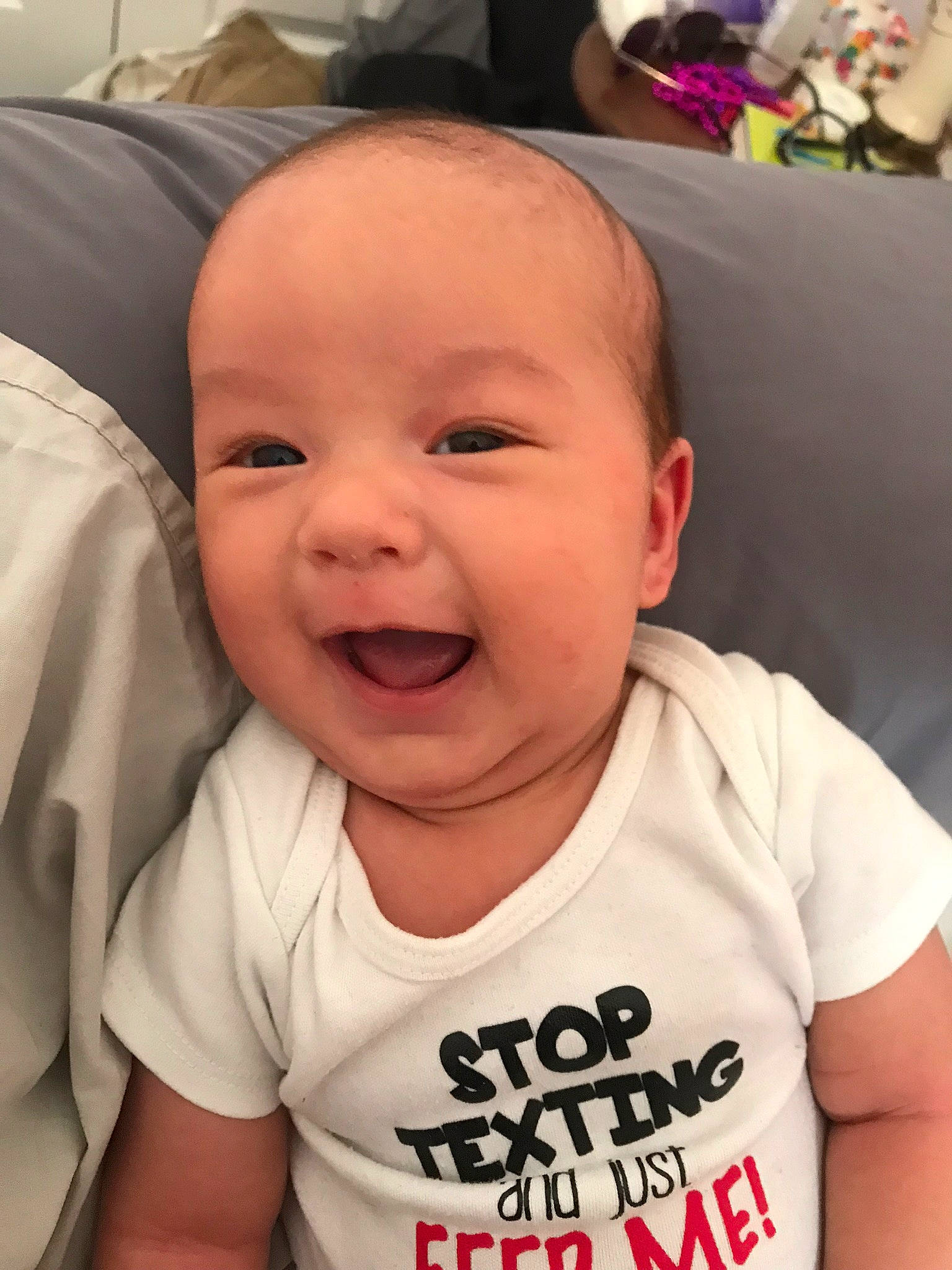 Kainoa joined the competition — help win amazing prizes! baby, baby_laughing, baby_making_funny_faces, cheek, child, chin, ear, face, facial_expression, forehead, happy, head, laugh, lip, mouth, nose, person, skin, smile, toddler