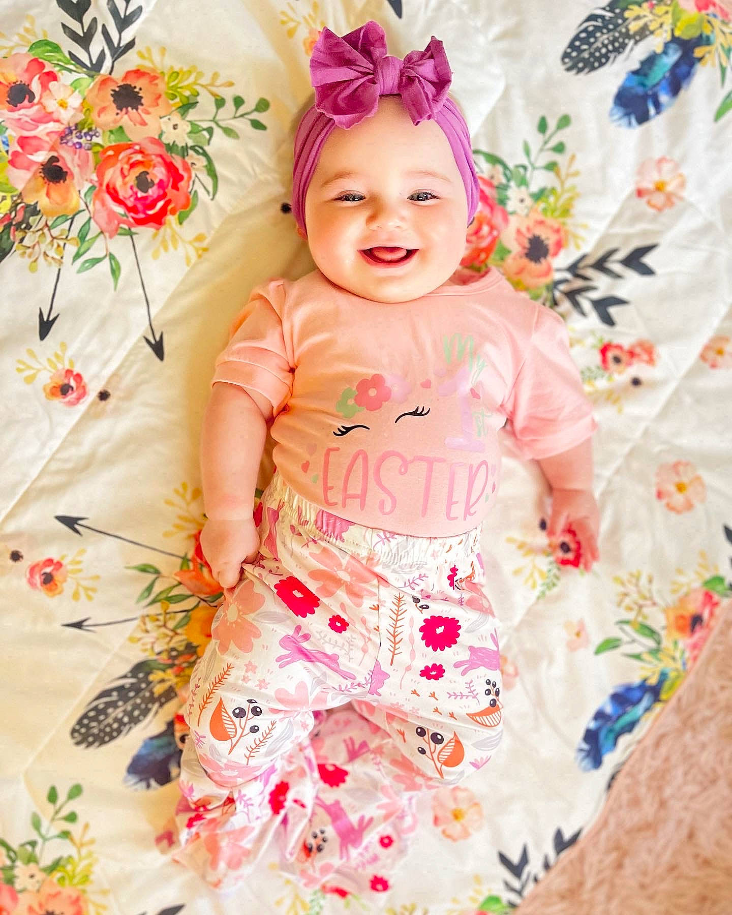 Fiona joined the competition — help win amazing prizes! baby, baby_toddler_clothing, child, day_dress, design, dress, embellishment, facial_expression, flower, happy, headpiece, joy, magenta, pattern, peach, person, petal, pink, sleeve, smile