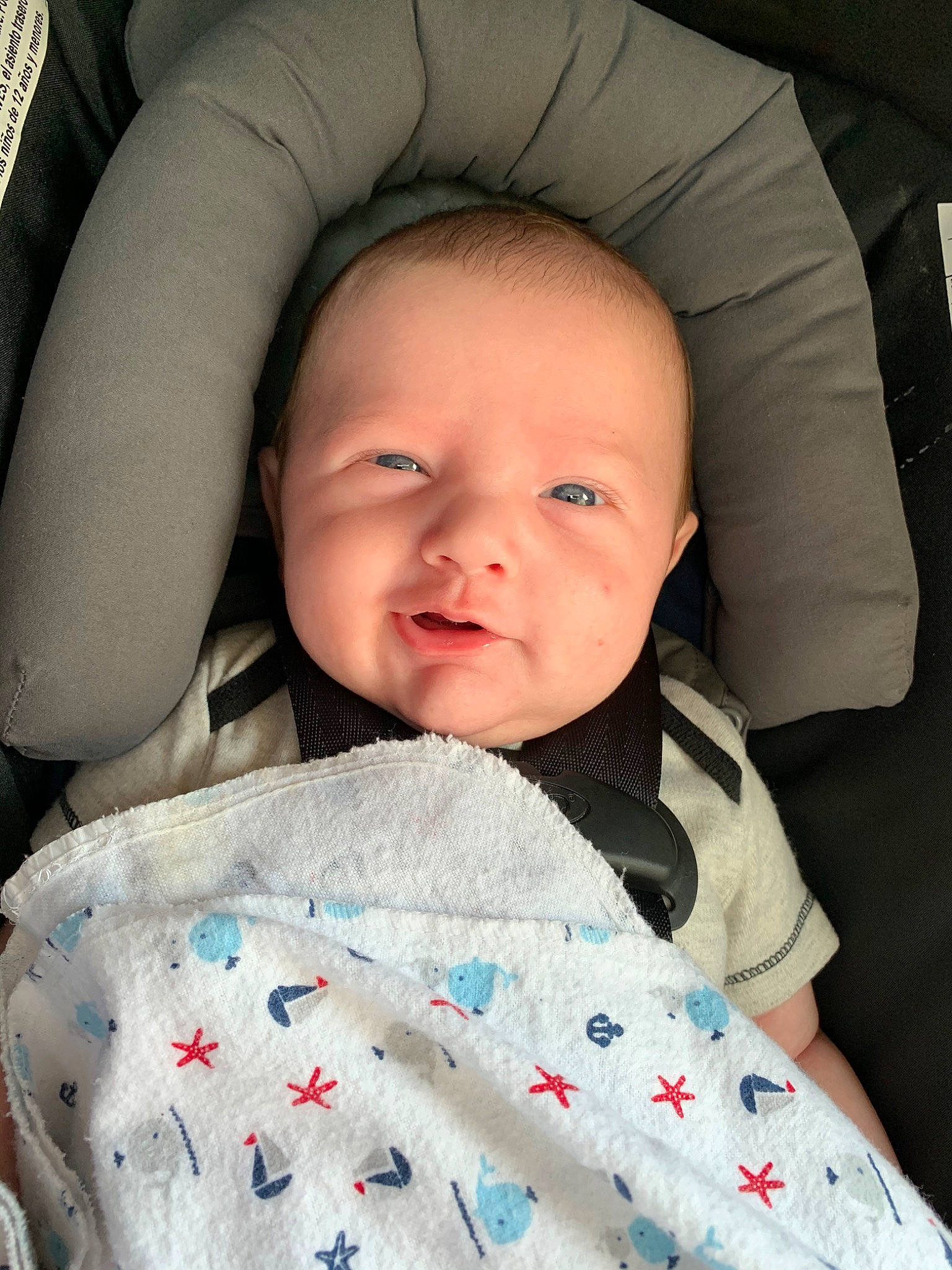 Anderson joined the competition — help win amazing prizes! baby, baby_in_car_seat, baby_products, car_seat, cheek, child, chin, eye, face, forehead, head, linens, lip, mouth, nose, person, product, skin, smile, textile
