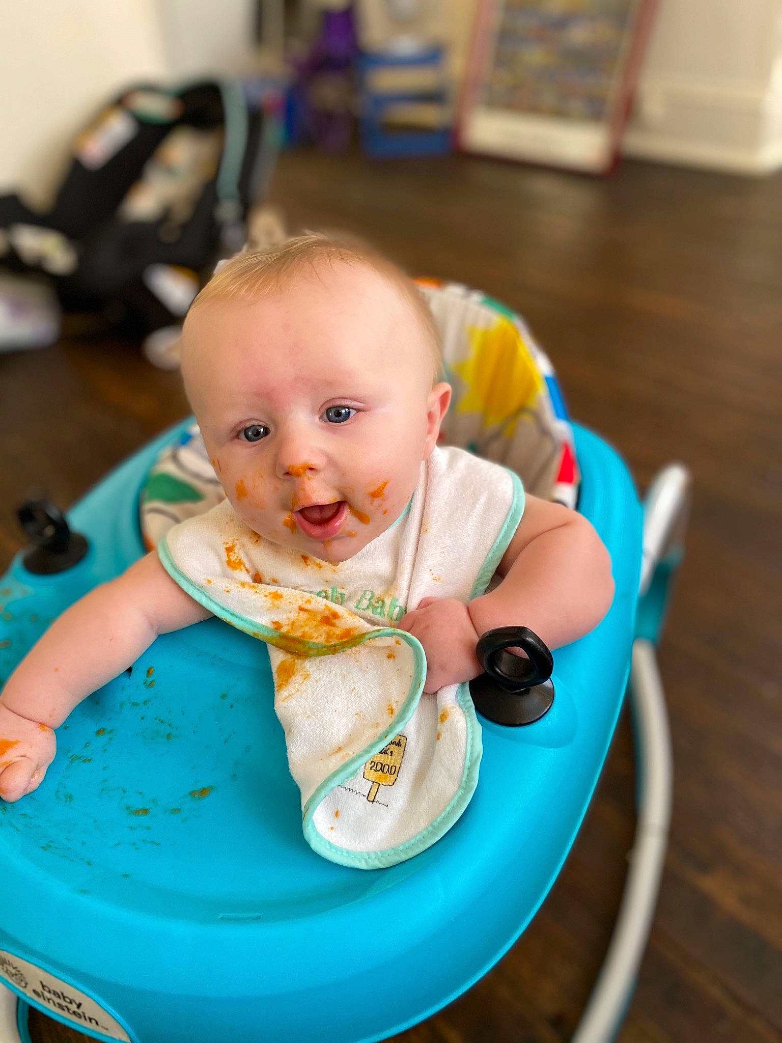 Jr joined the competition — help win amazing prizes! baby, baby_food, baby_products, child, eating, food, person, product, sitting, tableware, toddler