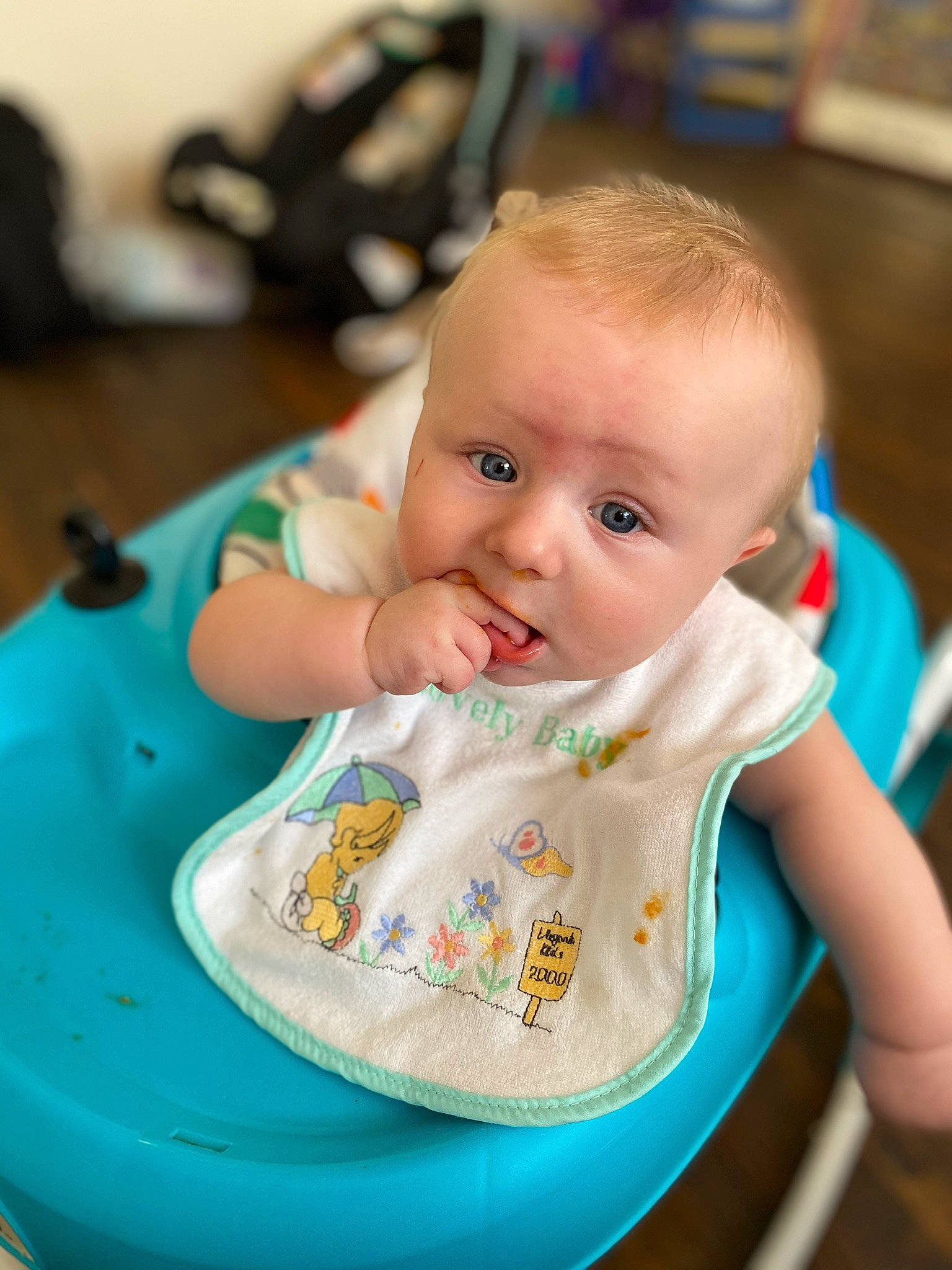 Jr is registered to the contest to win money with this photo: baby, baby_food, cheek, child, eating, food, person, sitting, skin, toddler