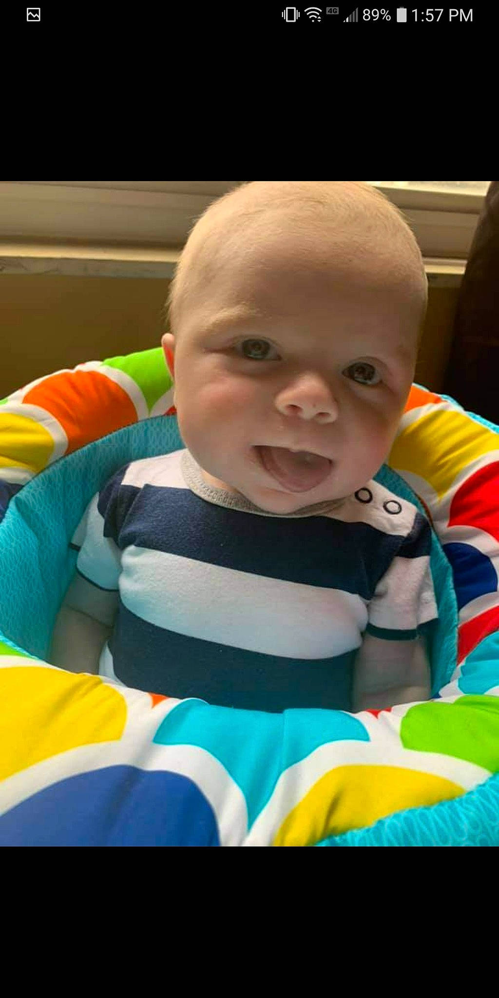 Dax joined the competition — help win amazing prizes! baby, baby_playing_with_toys, baby_products, baby_toddler_clothing, baby_toys, bib, cheek, child, eye, facial_expression, fun, happy, head, person, product, room, skin, sleeve, smile, t_shirt