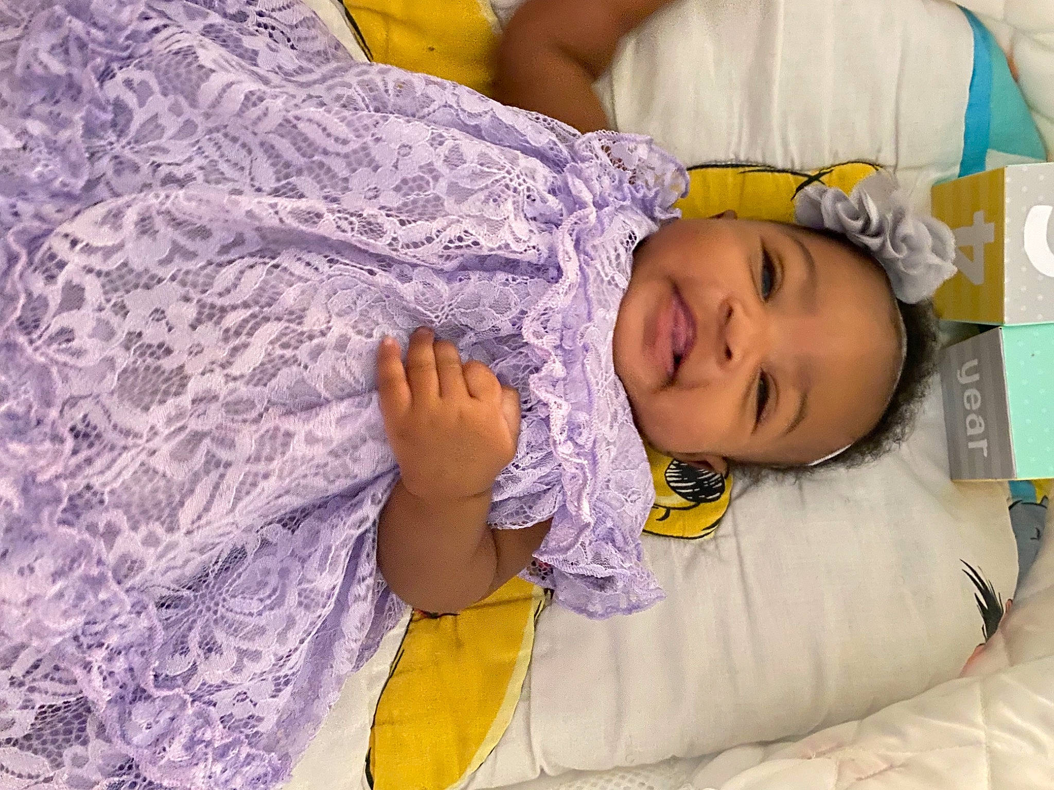 Allyson is registered to the contest to win money with this photo: baby, baby_products, baby_toddler_clothing, bedtime, child, comfort, fun, happy, linens, pattern, person, pink, purple, room, skin, sleeve, smile, textile, toddler, violet
