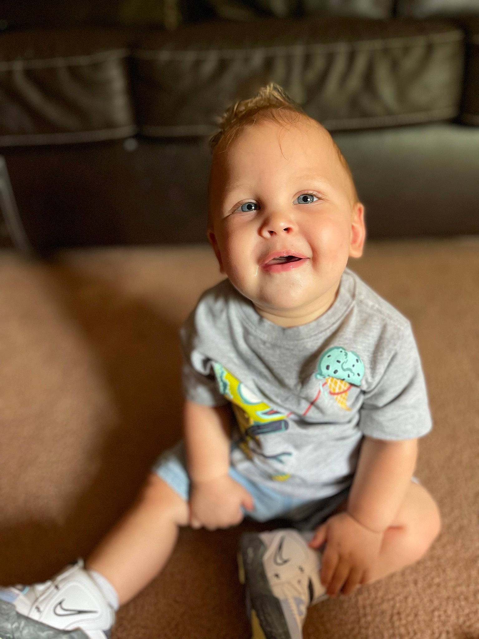 Kingston joined the competition — help win amazing prizes! baby, baby_toddler_clothing, cheek, child, comfort, couch, eye, face, flash_photography, flooring, happy, head, iris, neck, nose, person, skin, sleeve, smile, t_shirt