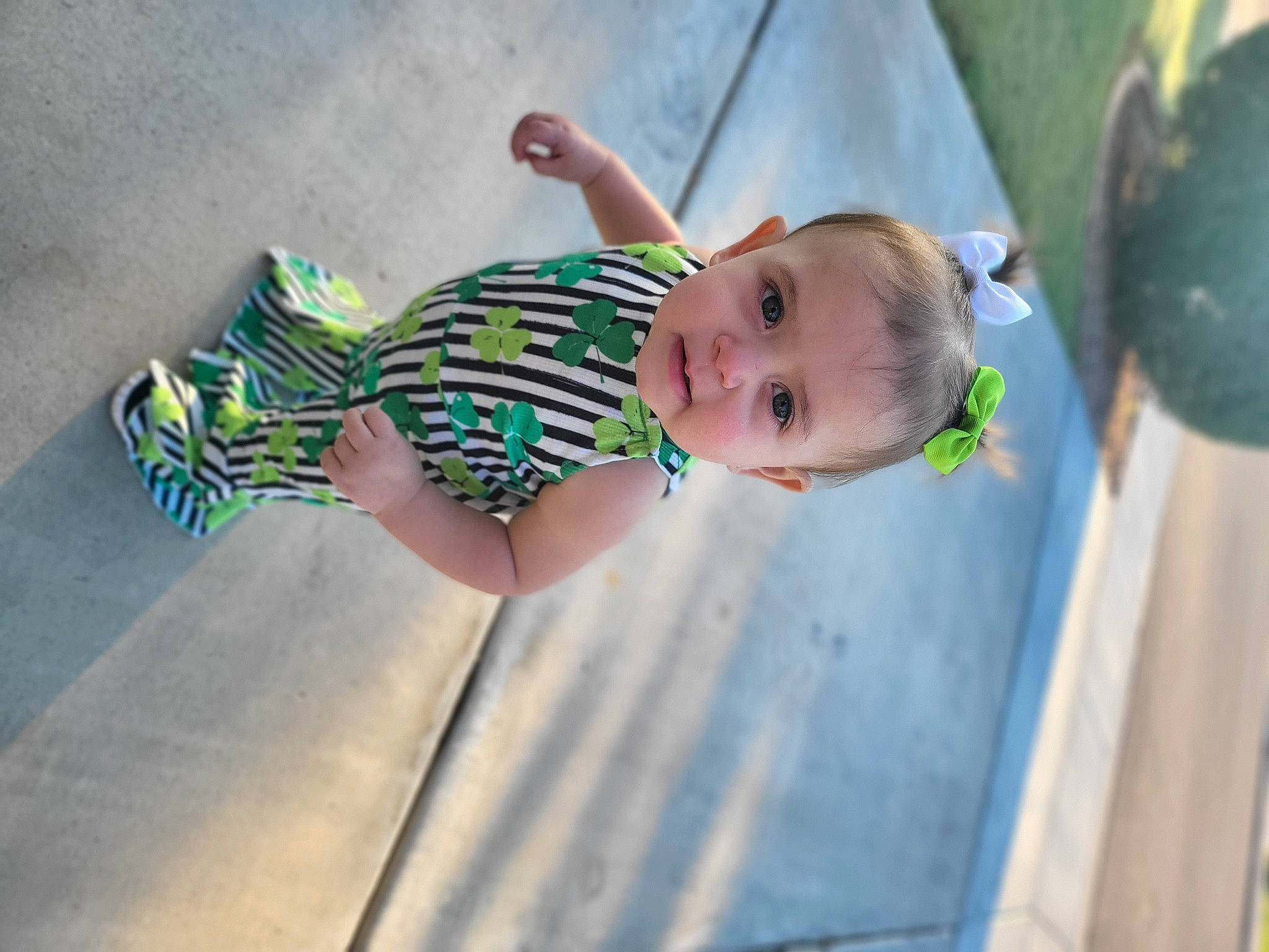 Angelica joined the competition — help win amazing prizes! baby, baby_products, baby_toddler_clothing, child, foot, fun, grass, happy, human_body, human_leg, iris, leisure, pattern, person, play, sitting, skin, standing, toddler, tree