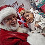 Zel participe au concours pour gagner de l'argent avec cette photo : baby, santa_claus, christmas, holiday, festive, gift, present, toy, decoration, smile, beard, hat, coat, indoor, person, child, face, glasses, celebration, warm_clothing