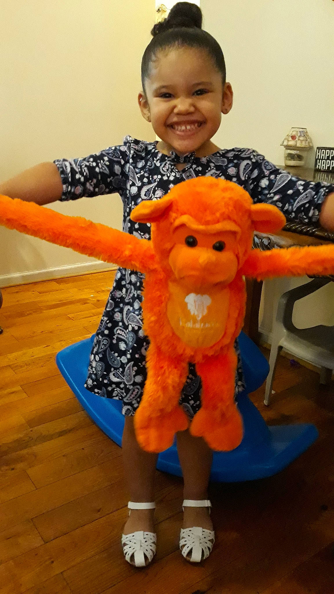 Eden joined the competition — help win amazing prizes! child, joy, orange, person, play, plush, stuffed_toy, toddler, toy