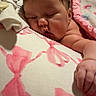 Oakleigh joined the competition — help win amazing prizes! newborn, baby, sleeping, portrait, face, hand, chubby, peaceful, indoors, blanket, pink, patterned_blanket, bed, bedding, infant, resting, closed_eyes, curled_up, photography, home