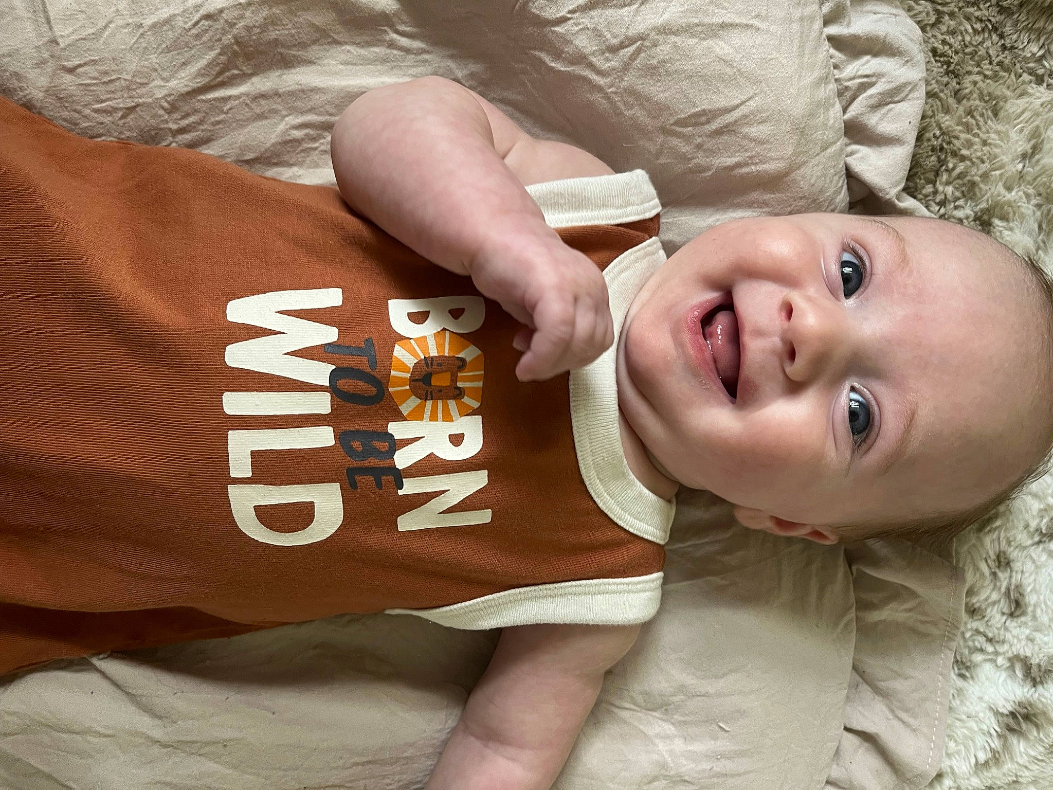 Justin joined the competition — help win amazing prizes! baby_laughing, baby_toddler_clothing, cheek, comfort, elbow, eye, finger, gesture, hand, happy, human_body, mouth, neck, nose, person, skin, sleeve, smile, t_shirt, toddler