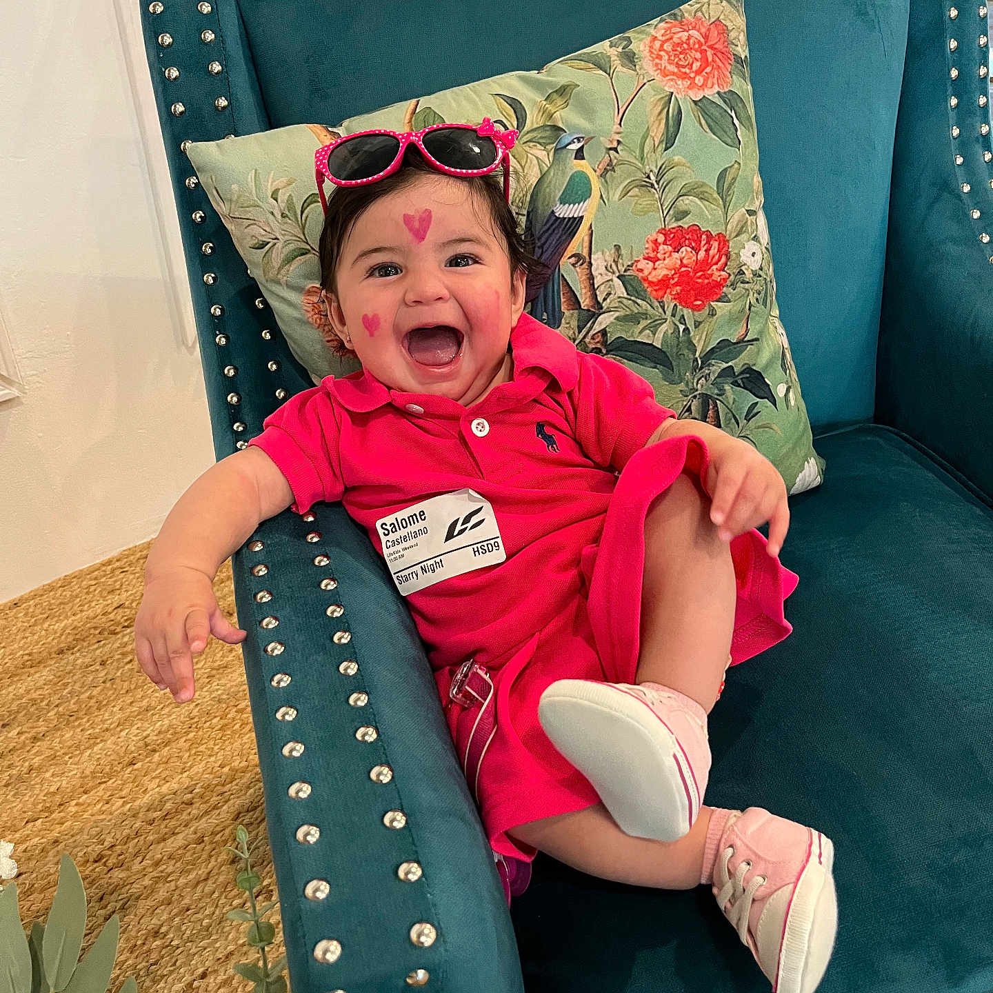 Aleska Castellano joined the competition — help win amazing prizes! animal, baby, bird, chair, clothing, couch, cushion, face, footwear, furniture, happy, head, homedecor, laughing, person, photography, pillow, portrait, shoe, sitting