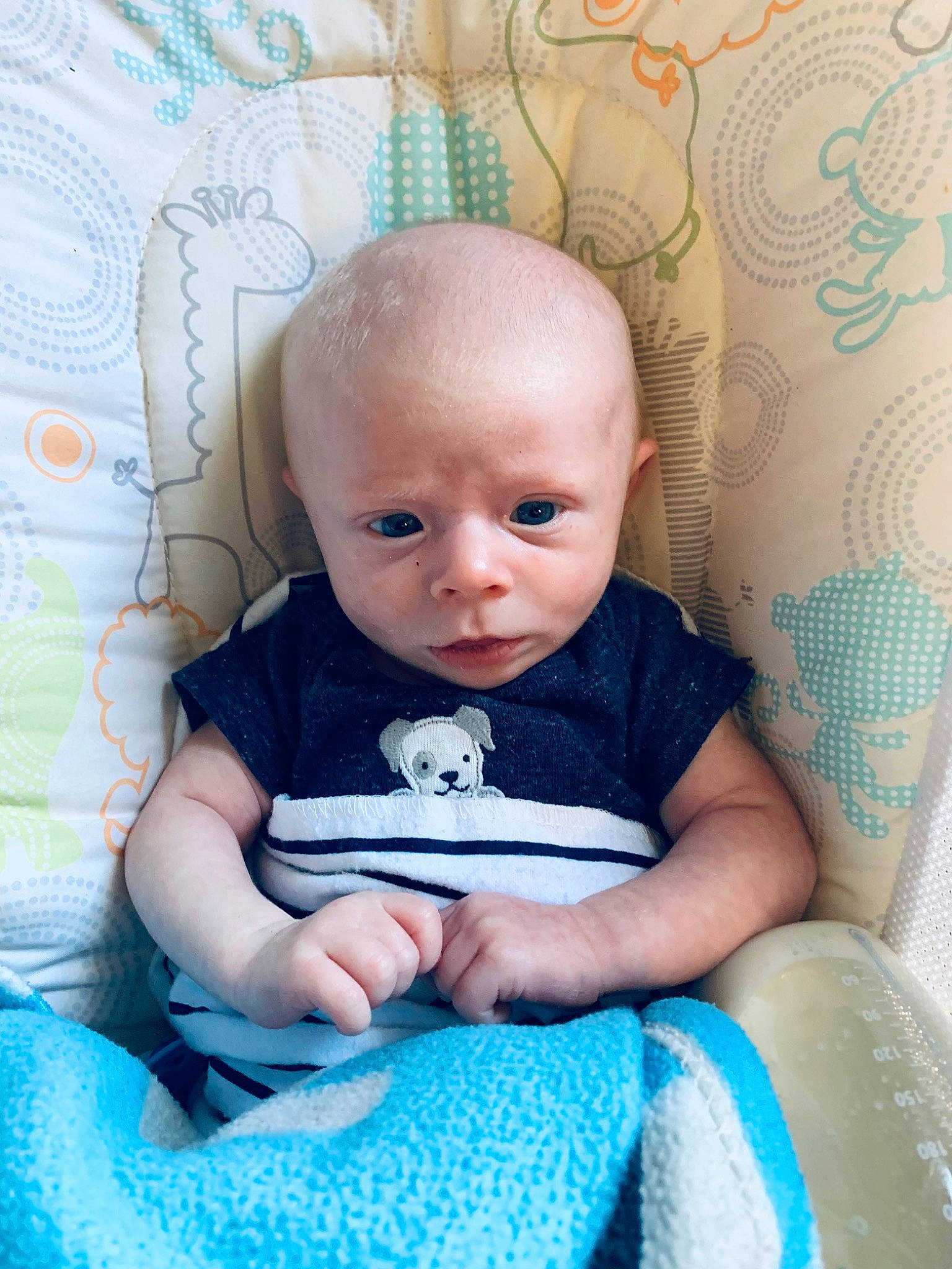 Luka joined the competition — help win amazing prizes! aqua, azure, baby, baby_toddler_clothing, beauty, blue, cheek, child, comfort, facial_expression, hairstyle, happy, iris, organ, pattern, person, product, skin, sleeve, textile