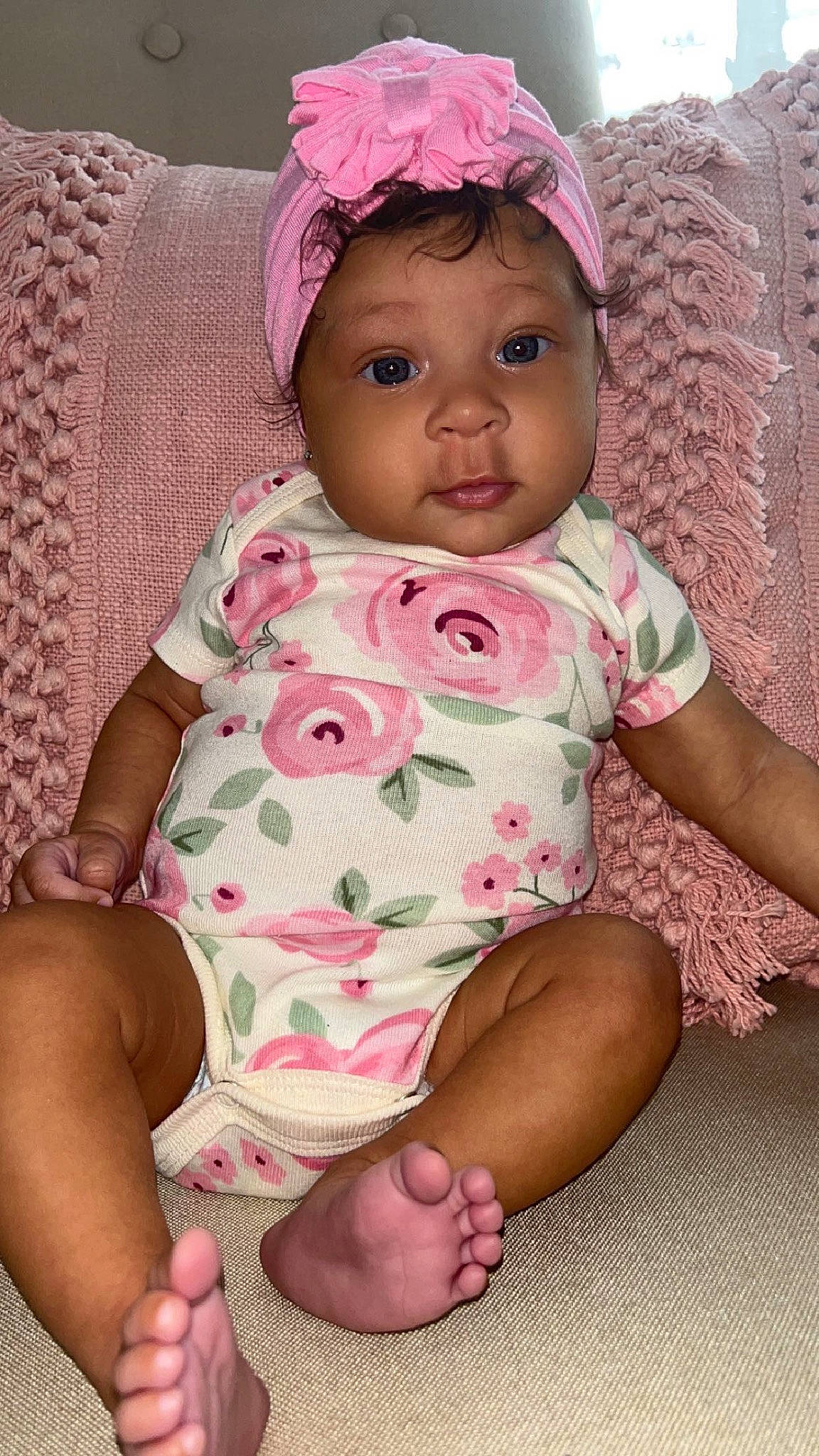 Alaiya joined the competition — help win amazing prizes! baby_toddler_clothing, cheek, chin, eye, face, facial_expression, finger, hairstyle, hand, head, headwear, human_body, iris, lip, mouth, neck, organ, person, pink, skin