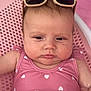 Marnie-Mai joined the competition — help win amazing prizes! baby, child, swimsuit, pink, sunglasses, face, infant, water, bath, seat, heart_pattern, skin, person, young, cute, portrait, expressionless, summer, outdoor, relaxing