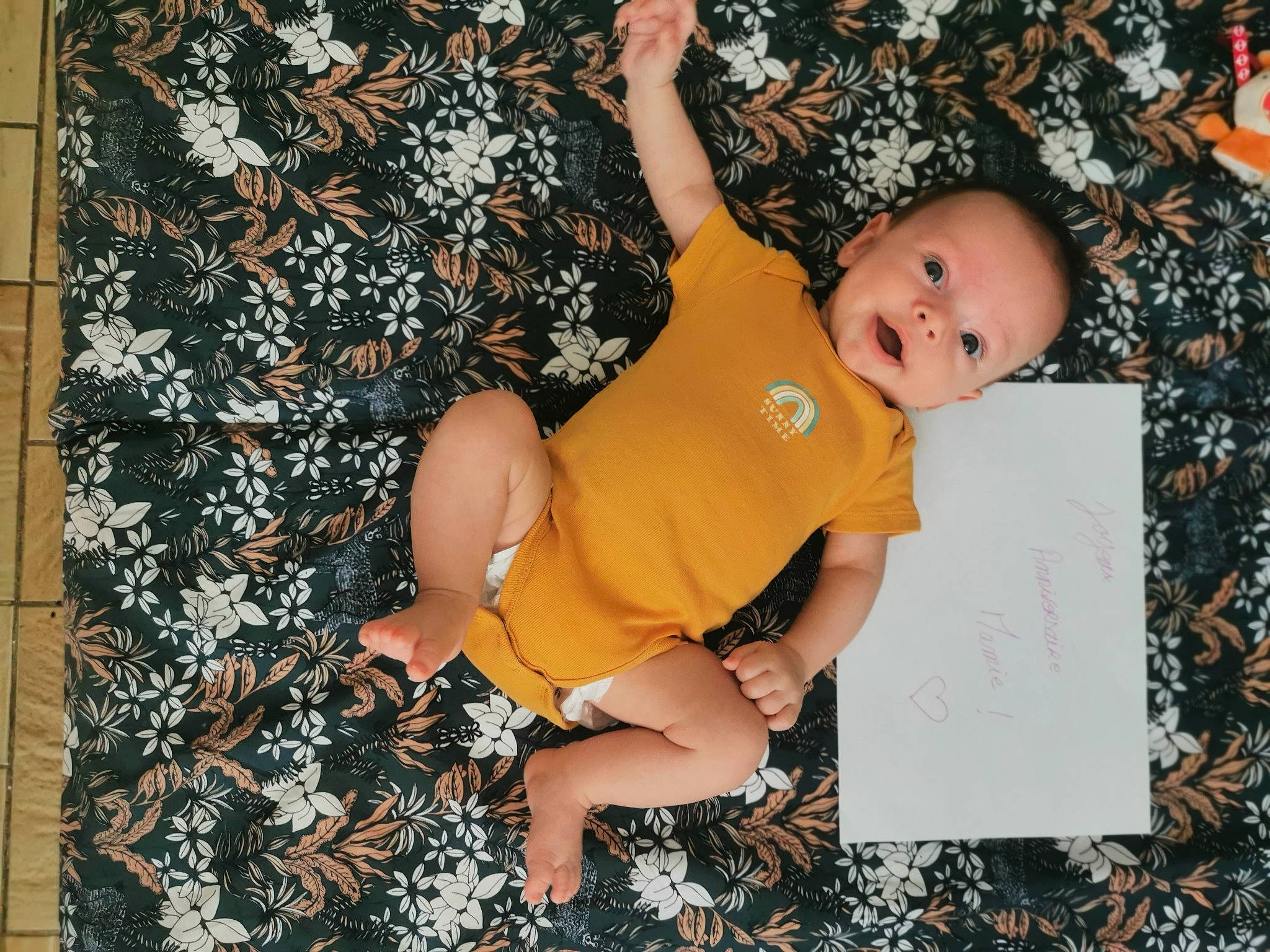 Eliott a rejoint le concours — aidez-le/la à gagner de superbes lots ! abdomen, baby, baby_toddler_clothing, child, flash_photography, fun, grass, happy, human_leg, leg, leisure, pattern, people_in_nature, person, room, sitting, smile, textile, thigh, toddler