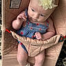 Josephine is registered to the contest to win money with this photo: baby, infant, child, headband, flower, blue_outfit, baby_bouncer, beige, sitting, curious, soft_carpet, sock, cute, skin, hand, footwear, indoor, person, portrait, comfort