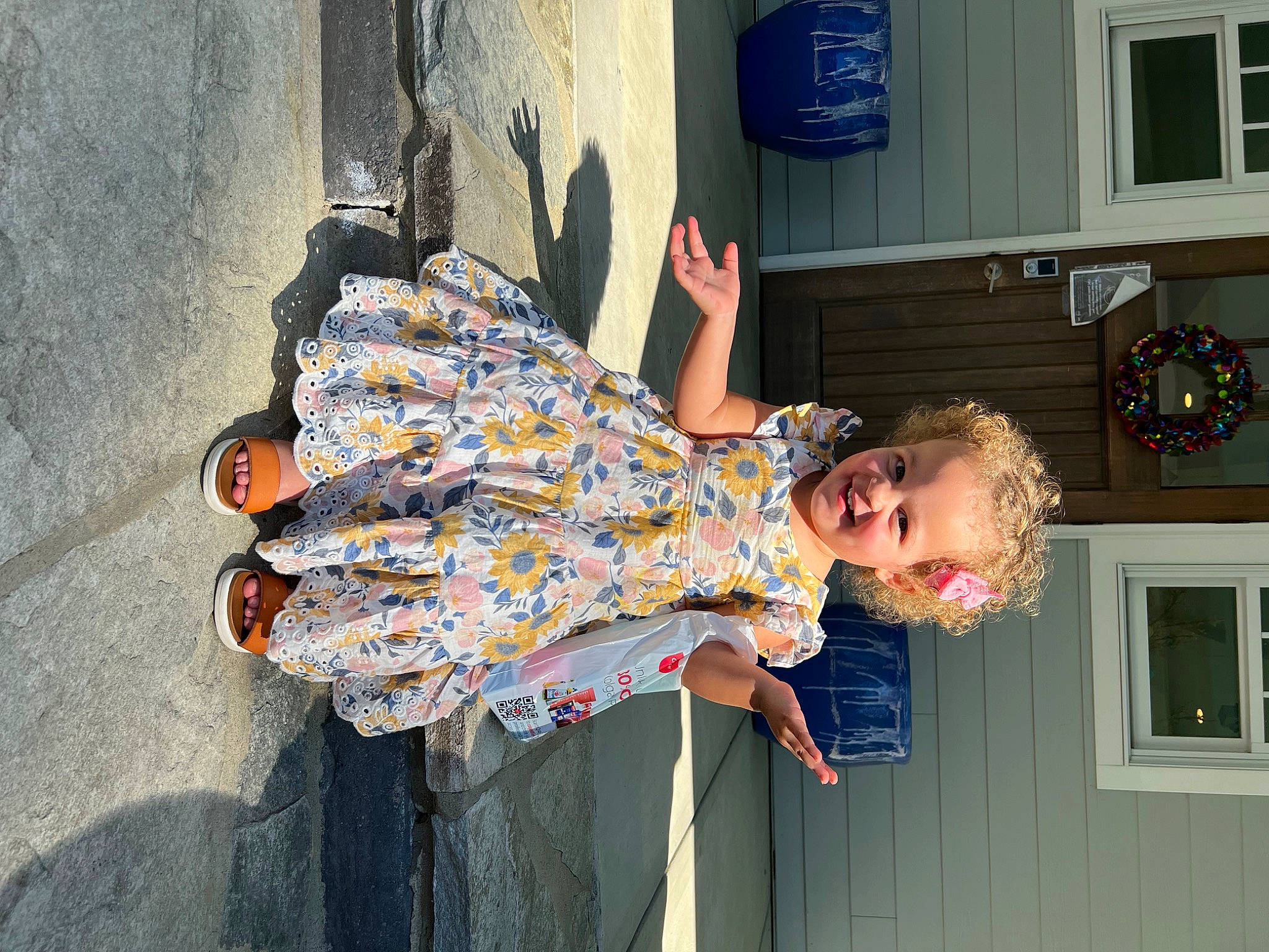 Alannah joined the competition — help win amazing prizes! child, fun, happy, human_leg, joy, leisure, person, sandal, sitting, smile, street, thigh, toddler, tree, vacation, window
