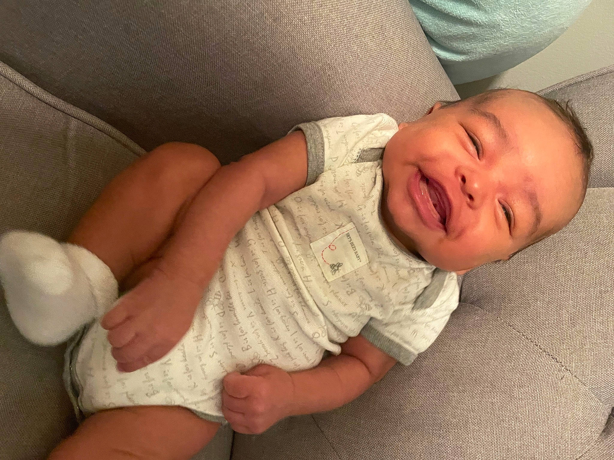 Rich joined the competition — help win amazing prizes! baby, baby_toddler_clothing, cheek, child, comfort, finger, foot, gesture, hand, human_body, human_leg, knee, leg, linens, nose, person, skin, sleeve, textile, thumb