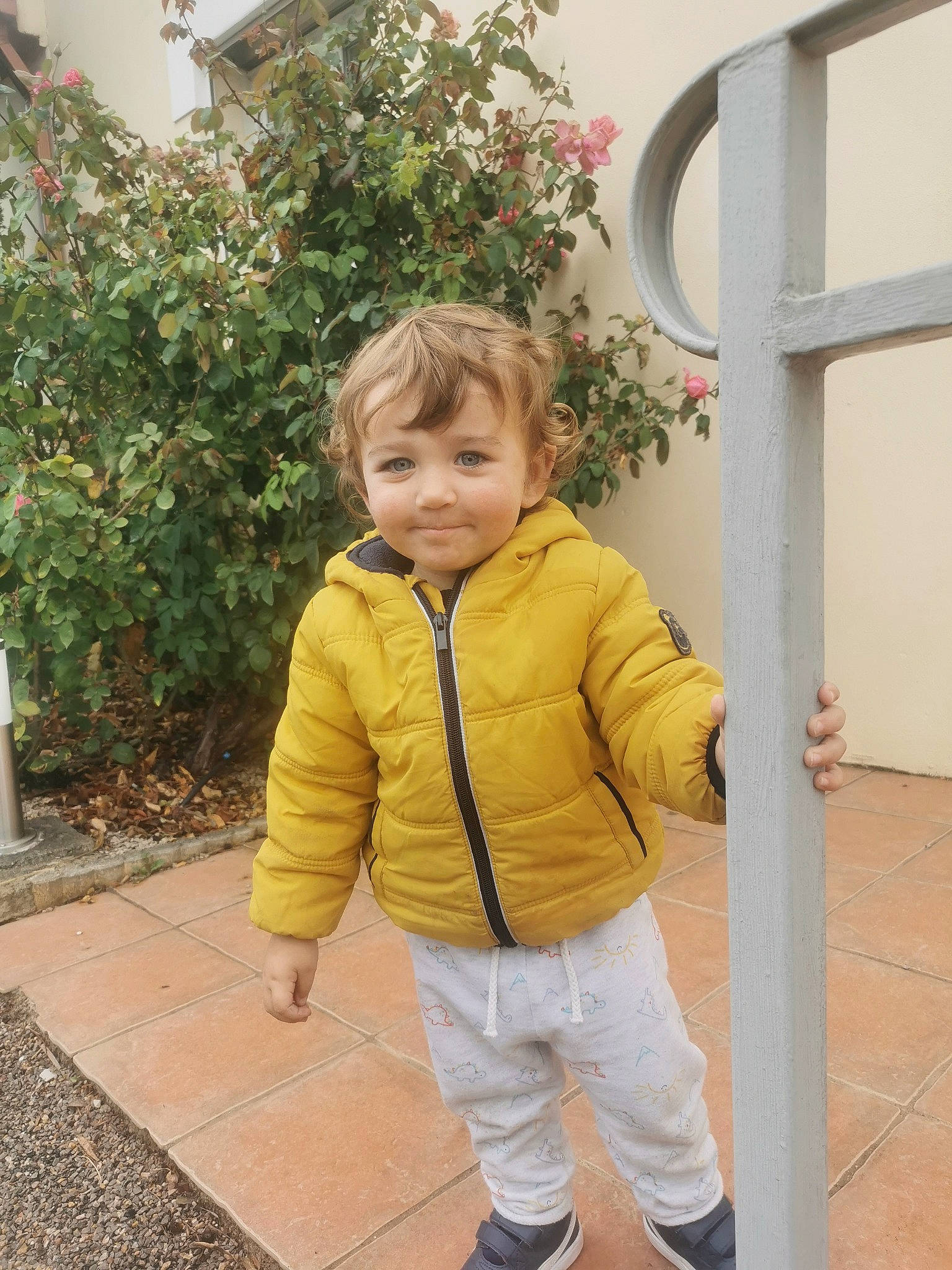 Tiago participe au concours pour gagner de l'argent avec cette photo : baby, baby_toddler_clothing, cheek, child, eye, face, flooring, fur, grass, hair, head, jacket, joy, pattern, person, plant, sleeve, toddler, tree, vacation