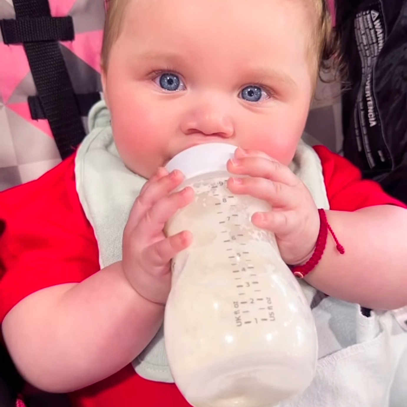 Arianna Funes is registered to the contest to win money with this photo: baby, beverage, drinking, eating, face, food, head, milk, person
