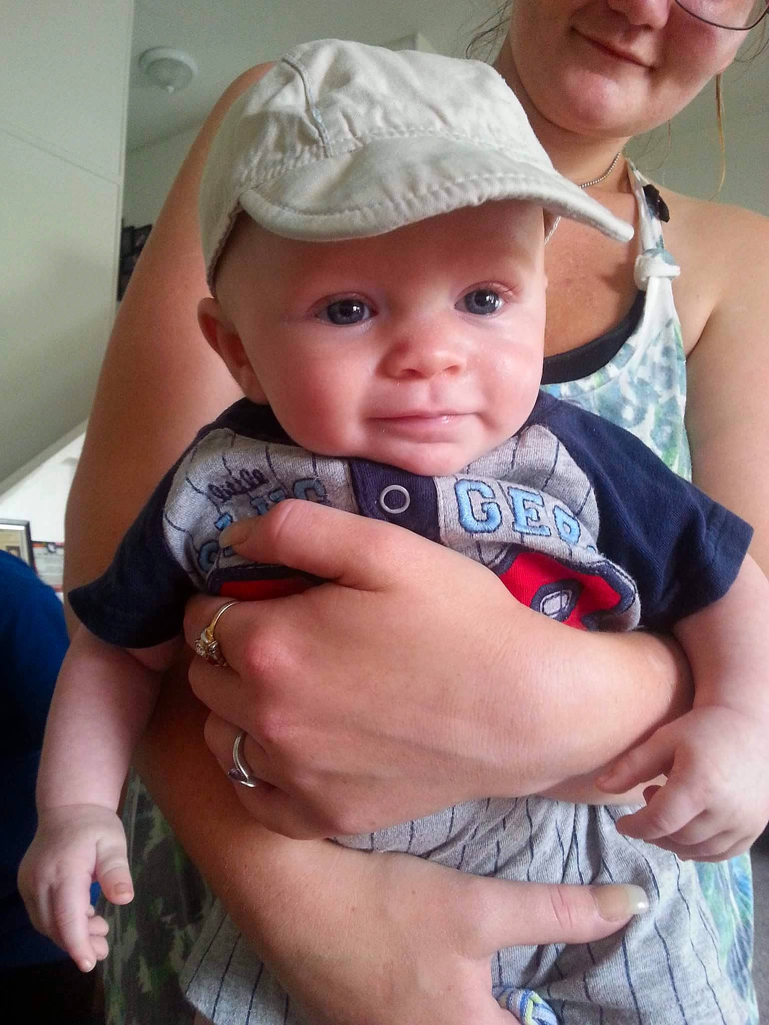 Lukas is registered to the contest to win money with this photo: baby, baby_products, child, hand, headwear, person, product, skin, thumb, toddler