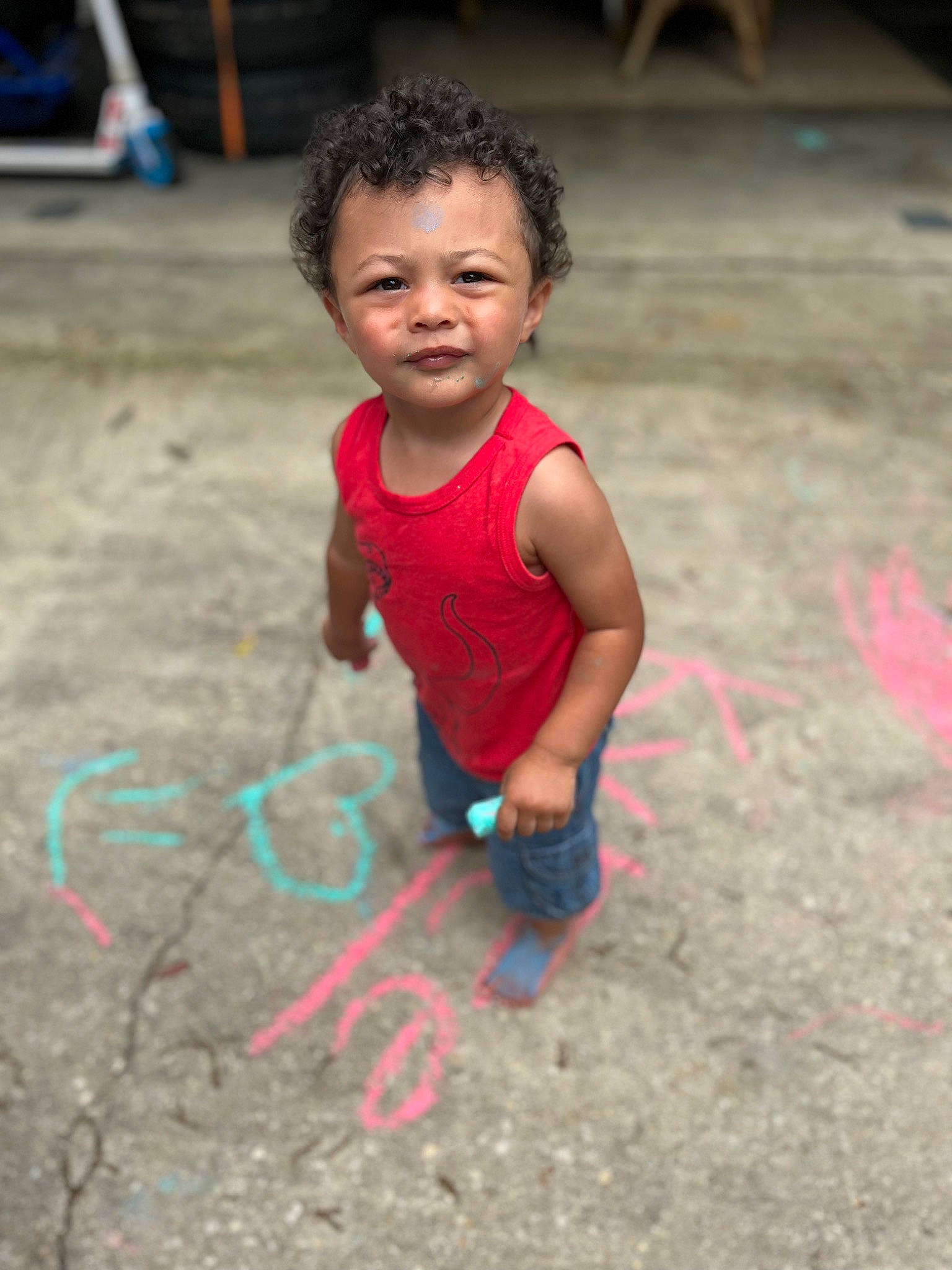 Kyree joined the competition — help win amazing prizes! asphalt, child, concrete, event, flooring, fun, grass, happy, leisure, person, recreation, road, road_surface, shorts, sidewalk, smile, soil, street, t_shirt, toddler