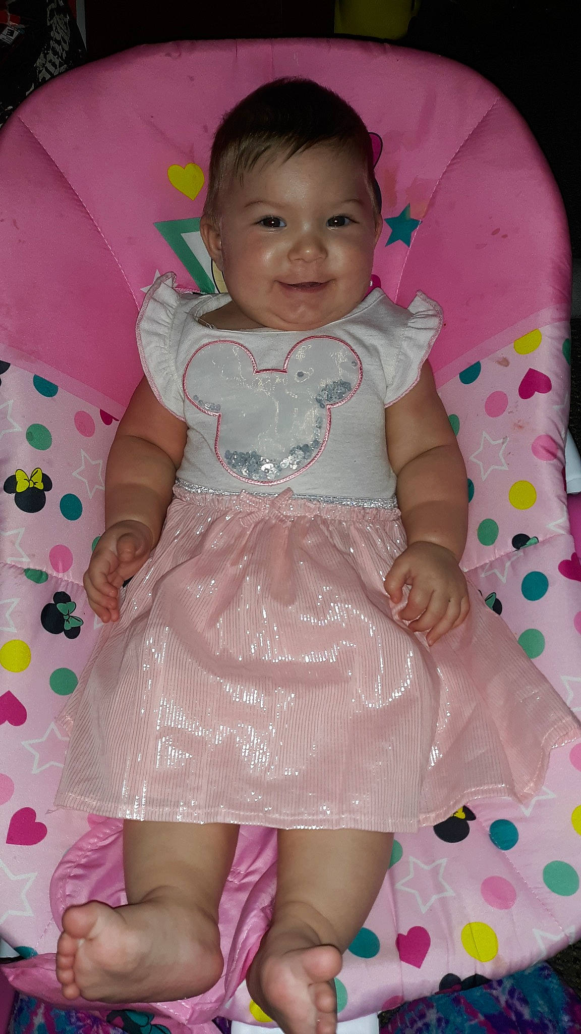 Leia is registered to the contest to win money with this photo: baby, baby_toddler_clothing, child, joy, person, pink, product, skin, smile, toddler