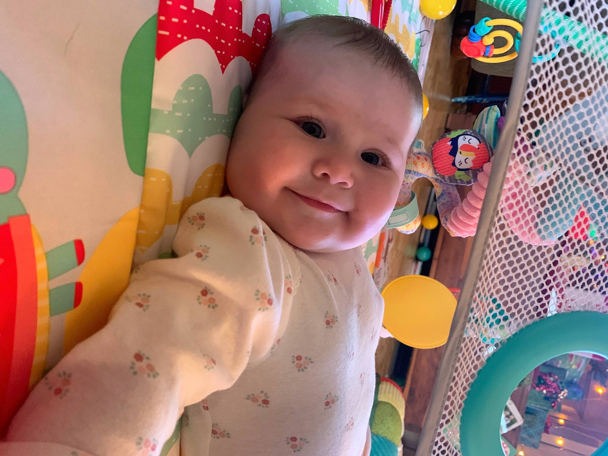 Stella joined the competition — help win amazing prizes! baby, baby_playing_with_toys, baby_toddler_clothing, cheek, child, eye, face, facial_expression, fun, happy, joy, mouth, nose, people, person, pink, product, skin, smile, tableware